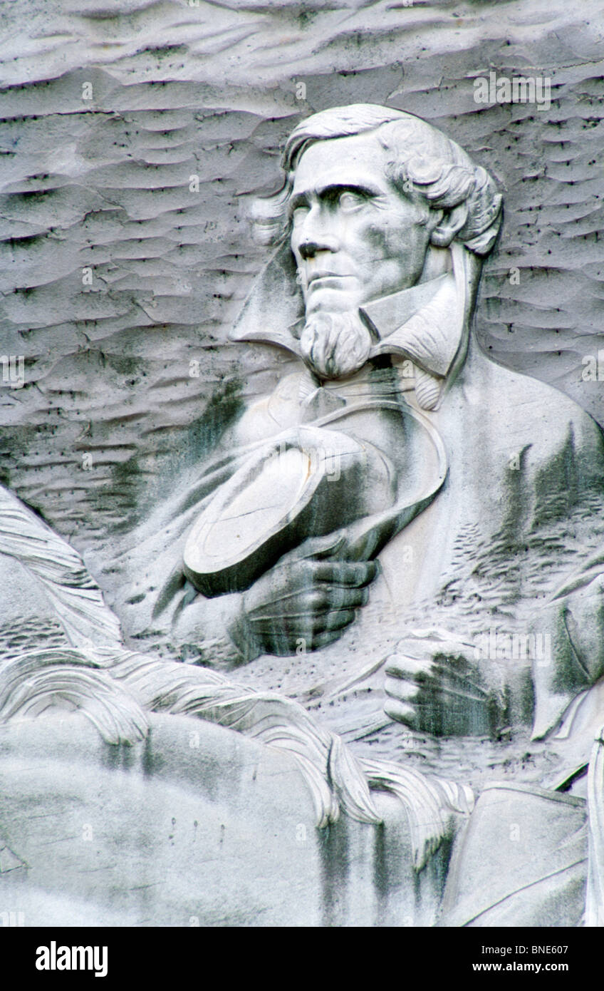 Estados Unidos, Georgia, el Parque Stone Mountain, bajorrelieve de Jefferson Davis Foto de stock