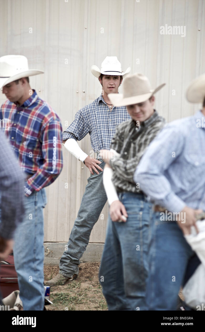 Los miembros de Cowboy PRCA Rodeo evento en Bridgeport, Texas, EE.UU. Foto de stock