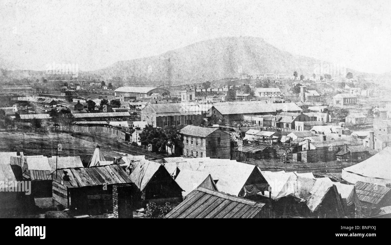 Un alto ángulo de visualización de la ciudad durante la Guerra Civil Americana Foto de stock