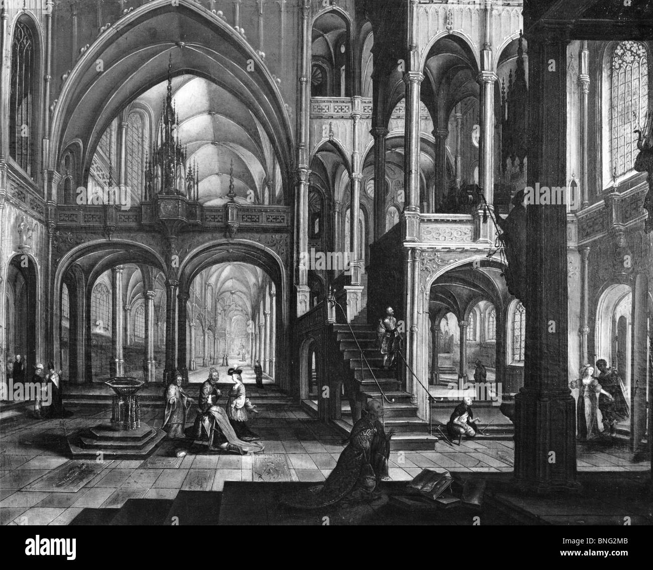 Interior de una iglesia por Hendrick Aerts, 1570-1628 Foto de stock