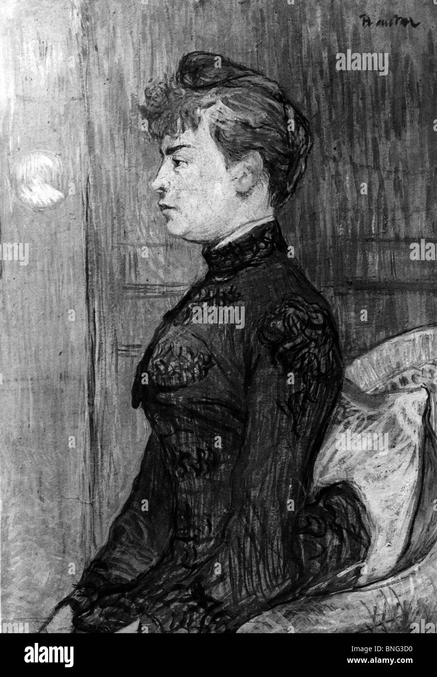 Mujer joven por Henri de Toulouse-Lautrec, 1864-1901 Foto de stock