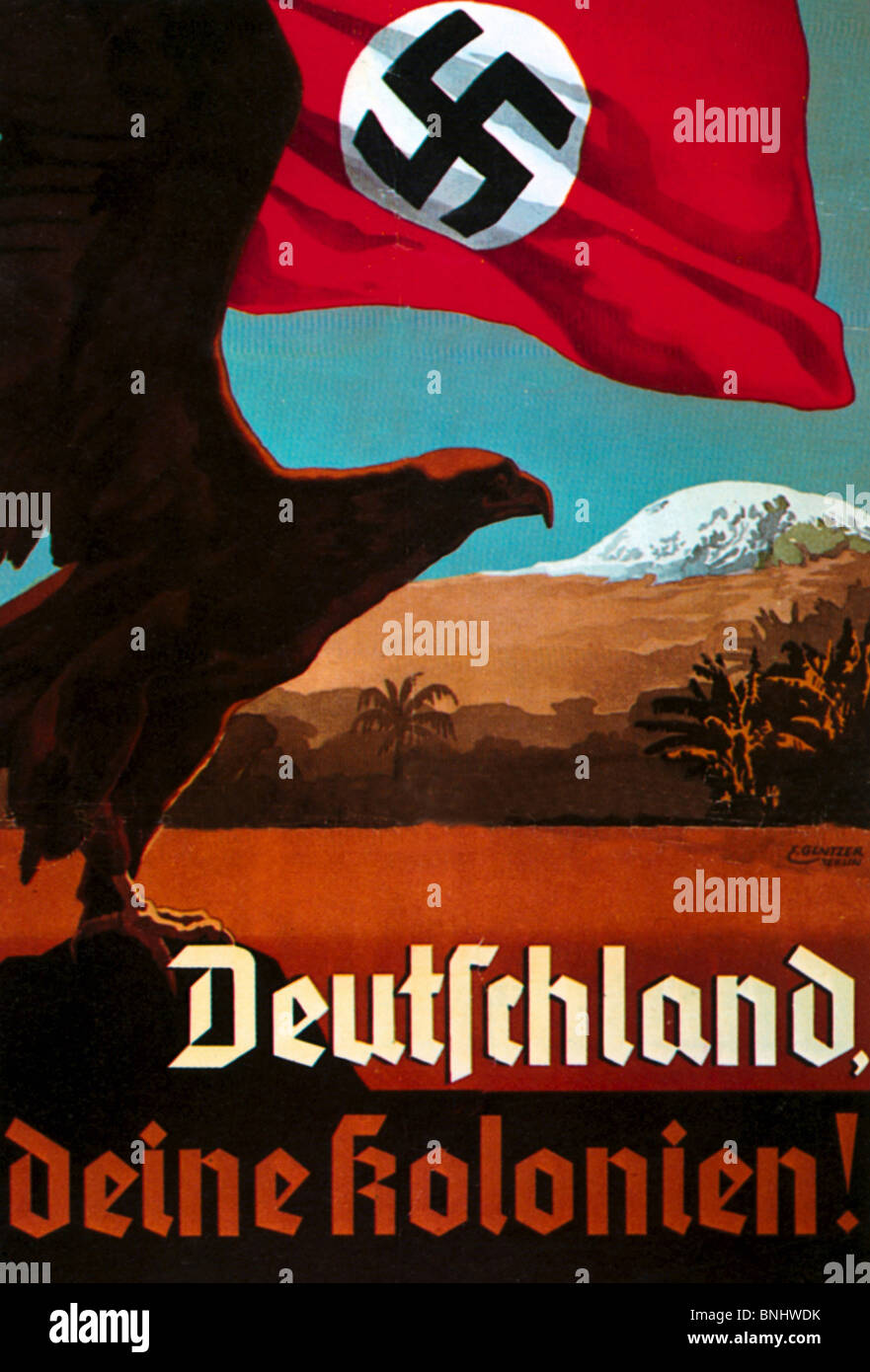 Alemania 1935 el colonialismo cartel de propaganda de la Alemania Nazi Nazismo Alemania historia histórica histórica colonia colonias eagle Foto de stock