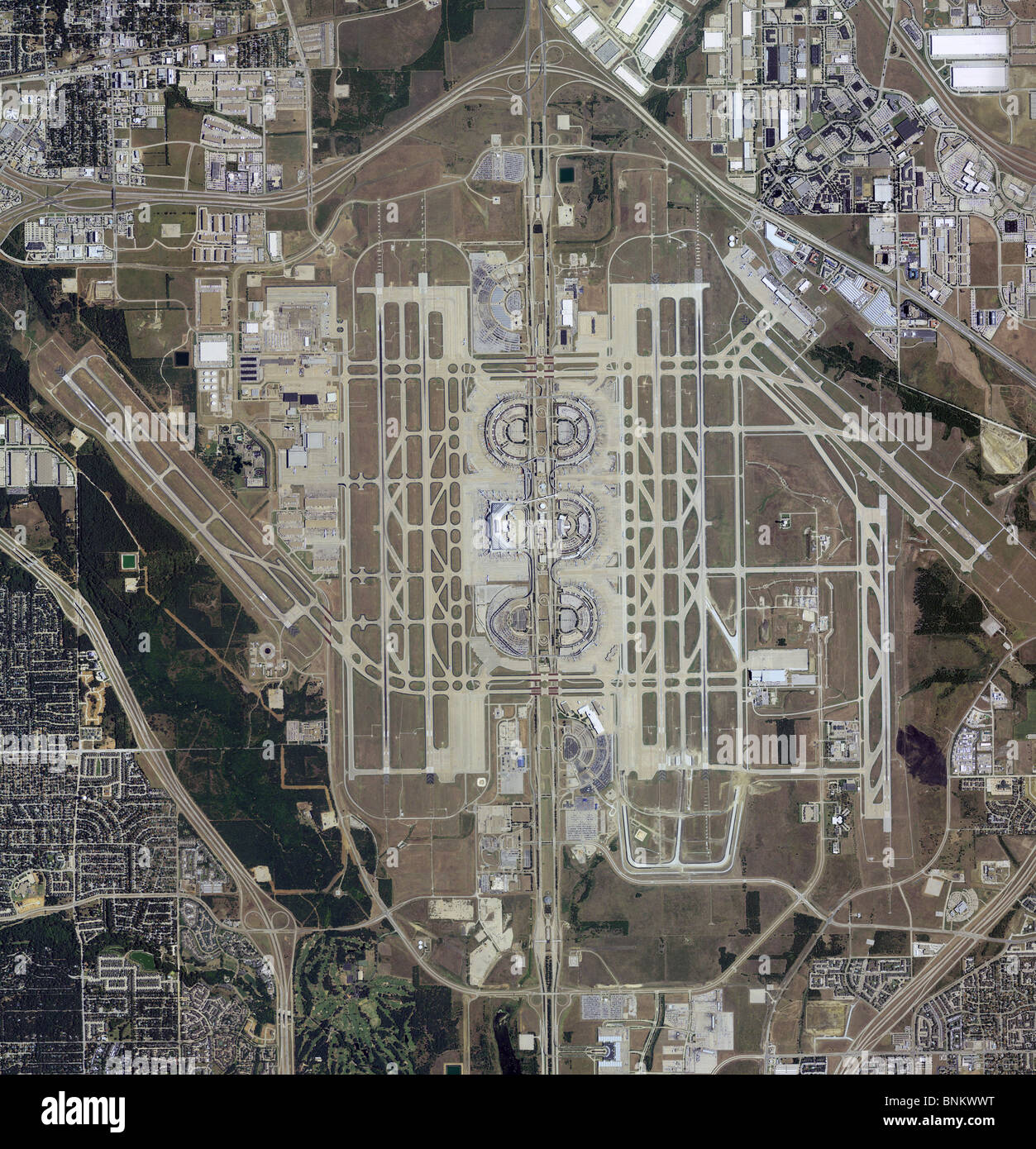 Ver mapa aéreo del aeropuerto Dallas Fort Worth DFW Texas Fotografía de