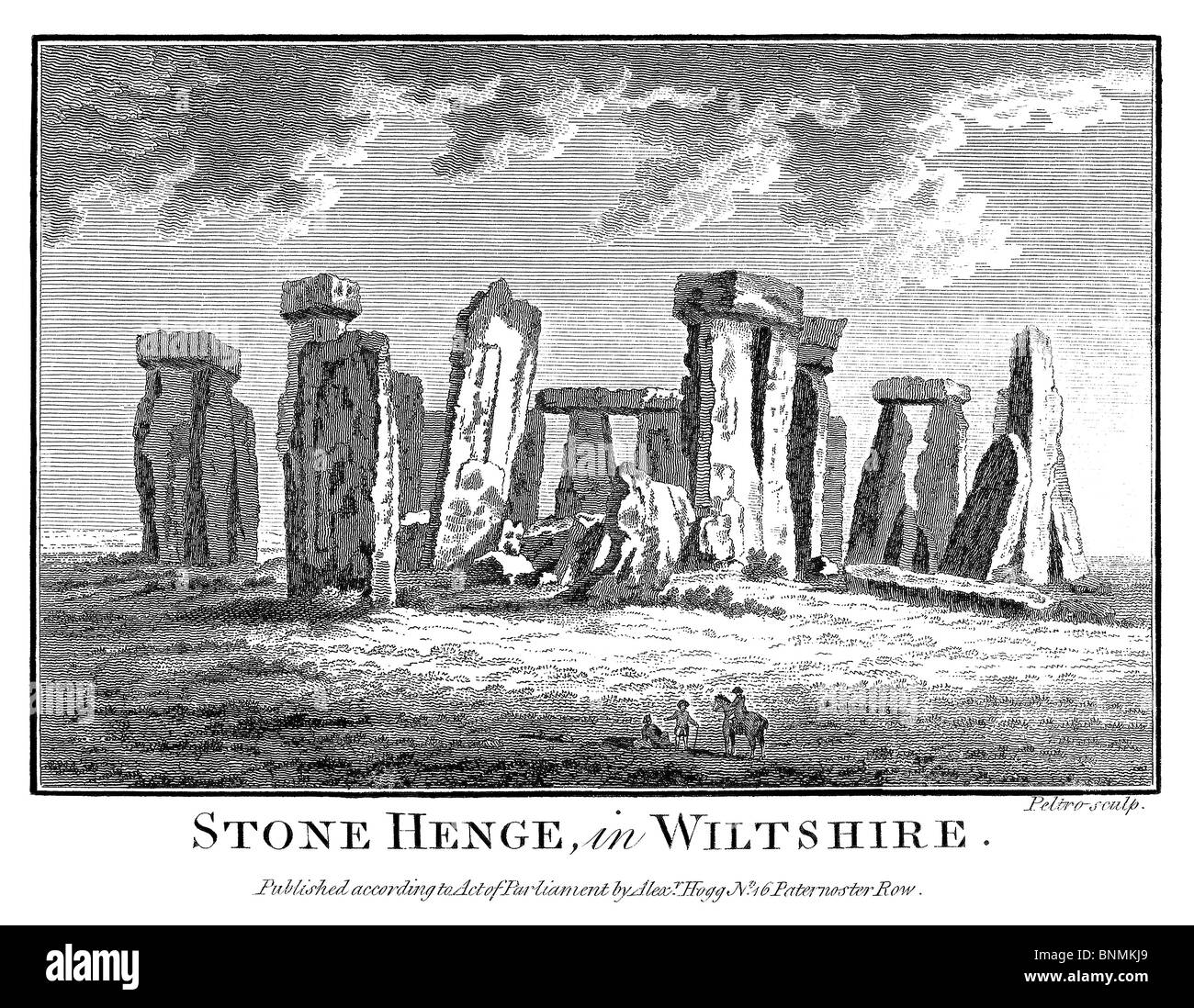 Stone Henge, en Wiltshire, publicada por Alexander Hogg, Londres, 1786 por Henry Boswell. Foto de stock