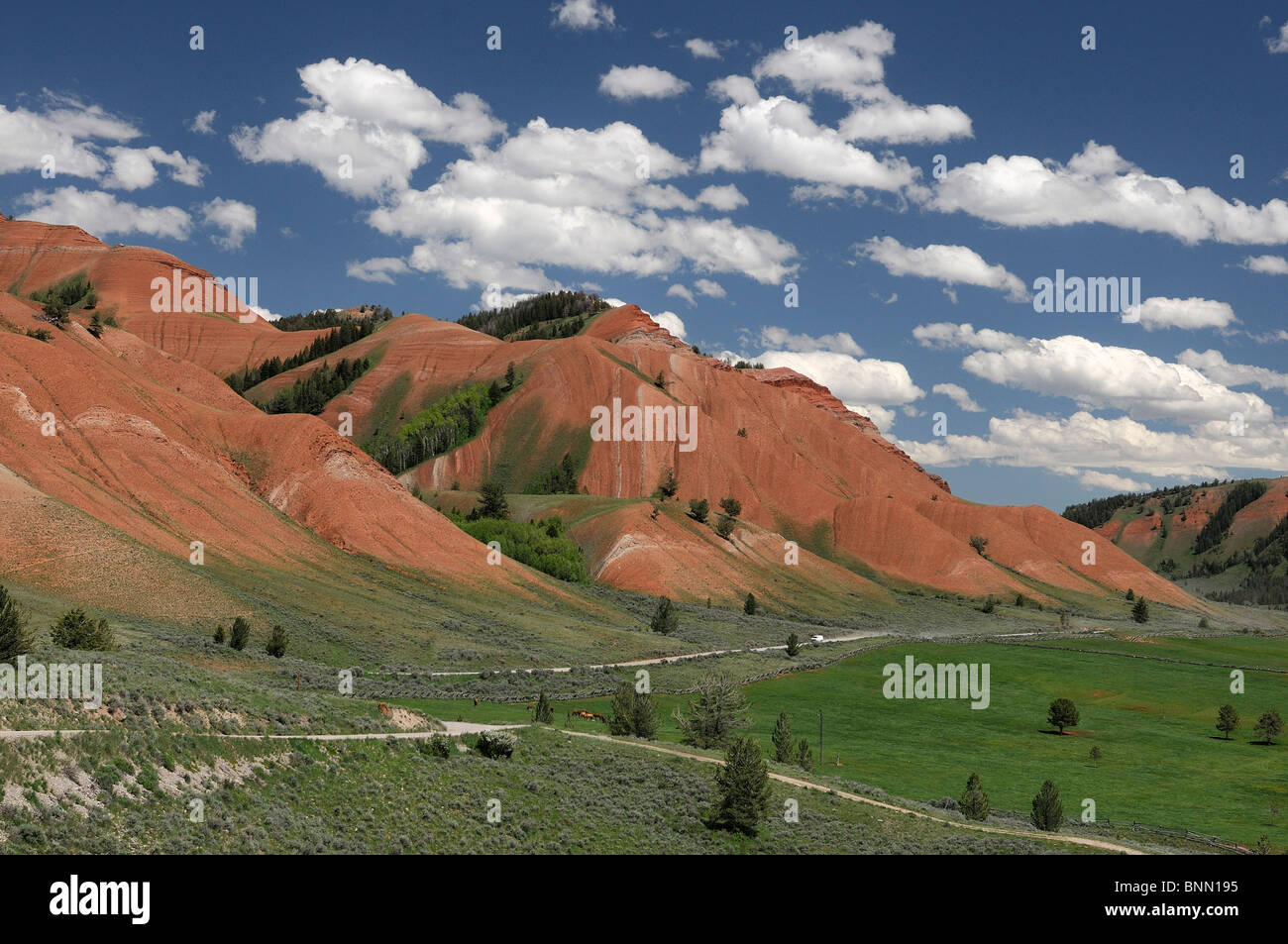 Gros Ventre de Red Hills Road parque nacional Grand Teton Wyoming USA Hills Foto de stock