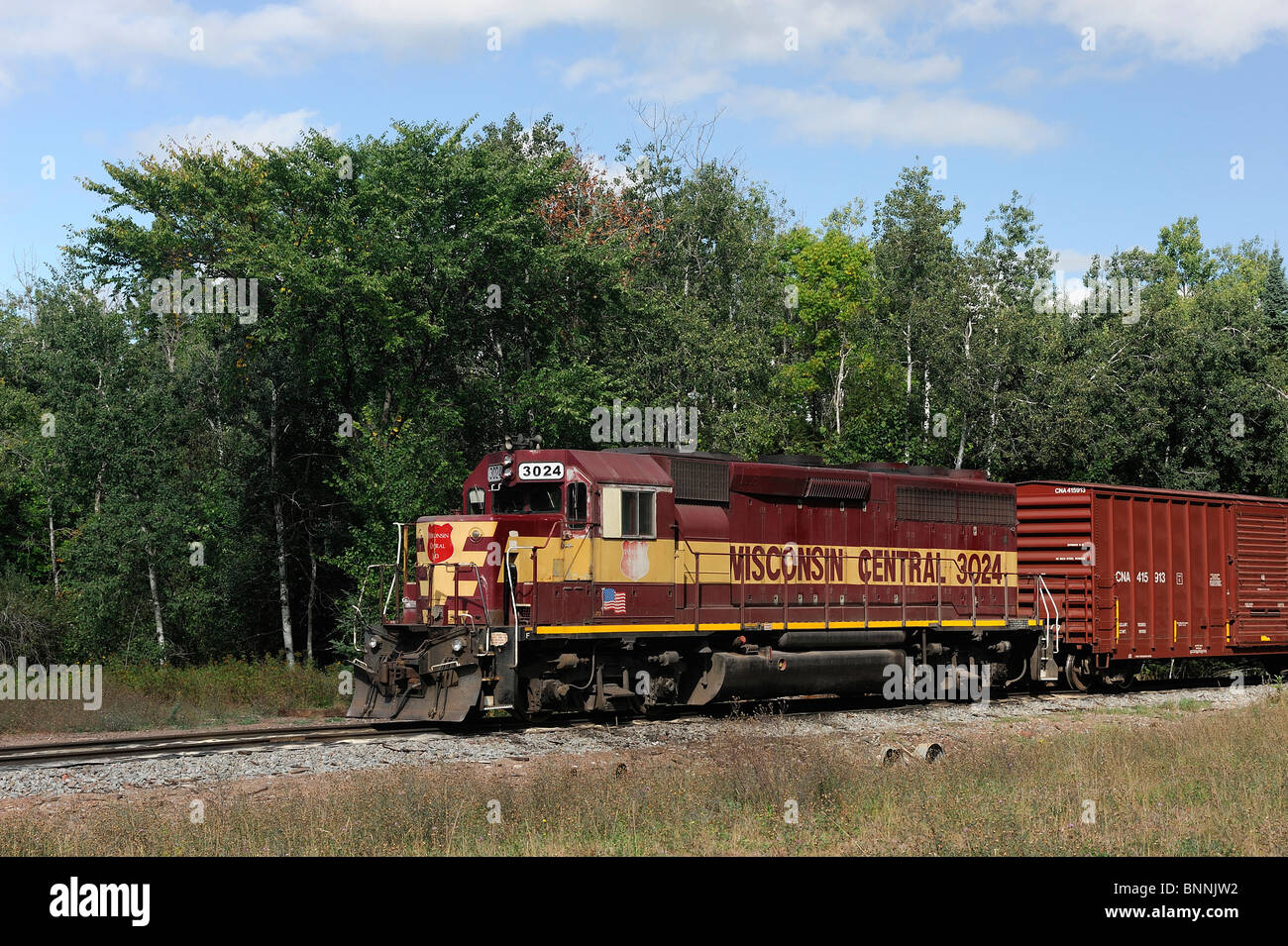 Wisconsin Bessemer ferroviario Central Michigan ESTADOS UNIDOS Estados Unidos de América rieles locomotora Foto de stock