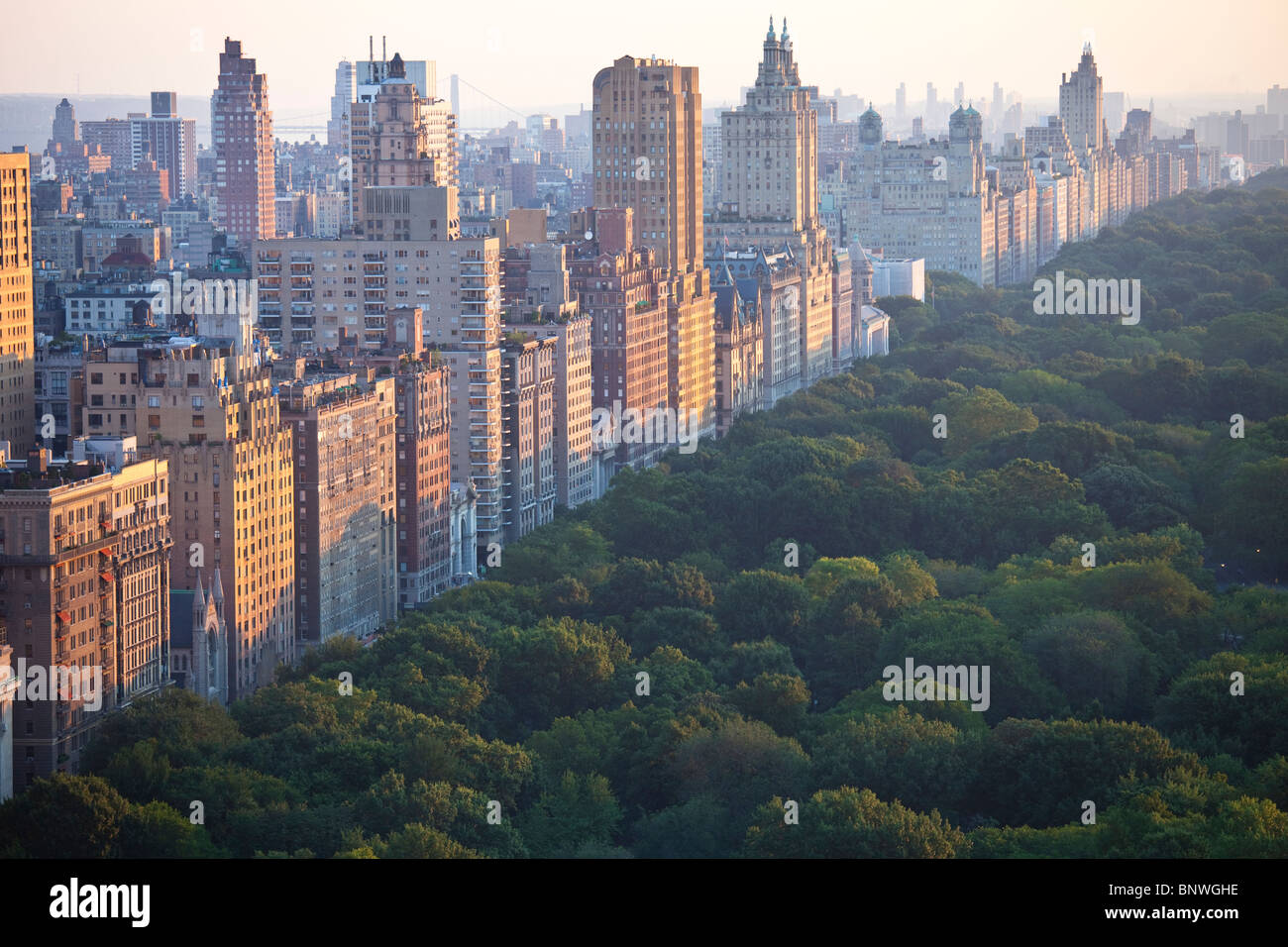 Central Park West y de Central Park, la ciudad de Nueva York Foto de stock