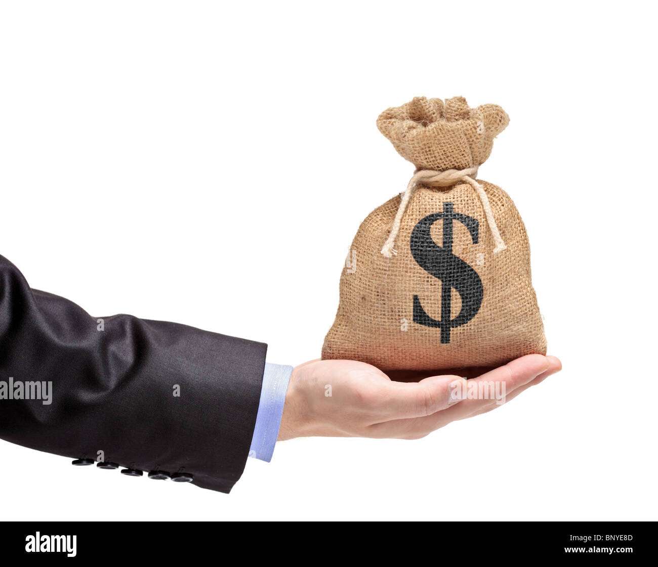 Una mano sujetando una bolsa de dinero con US dollar Fotografía de stock -  Alamy