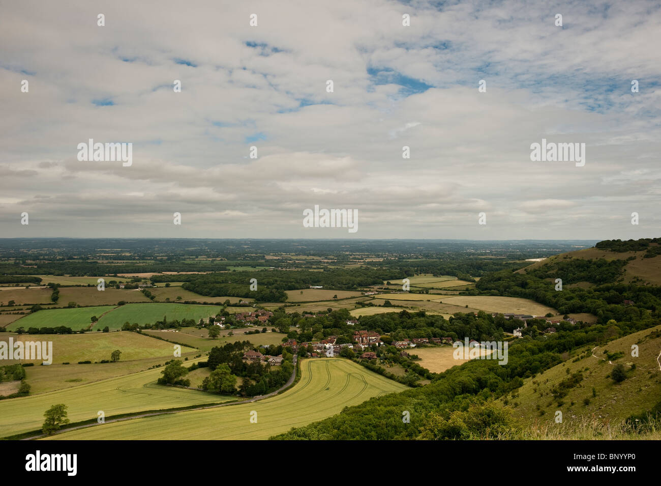 Vistas al paisaje de los Diablos Dyke, en West Sussex, cerca de Brighton Foto de stock