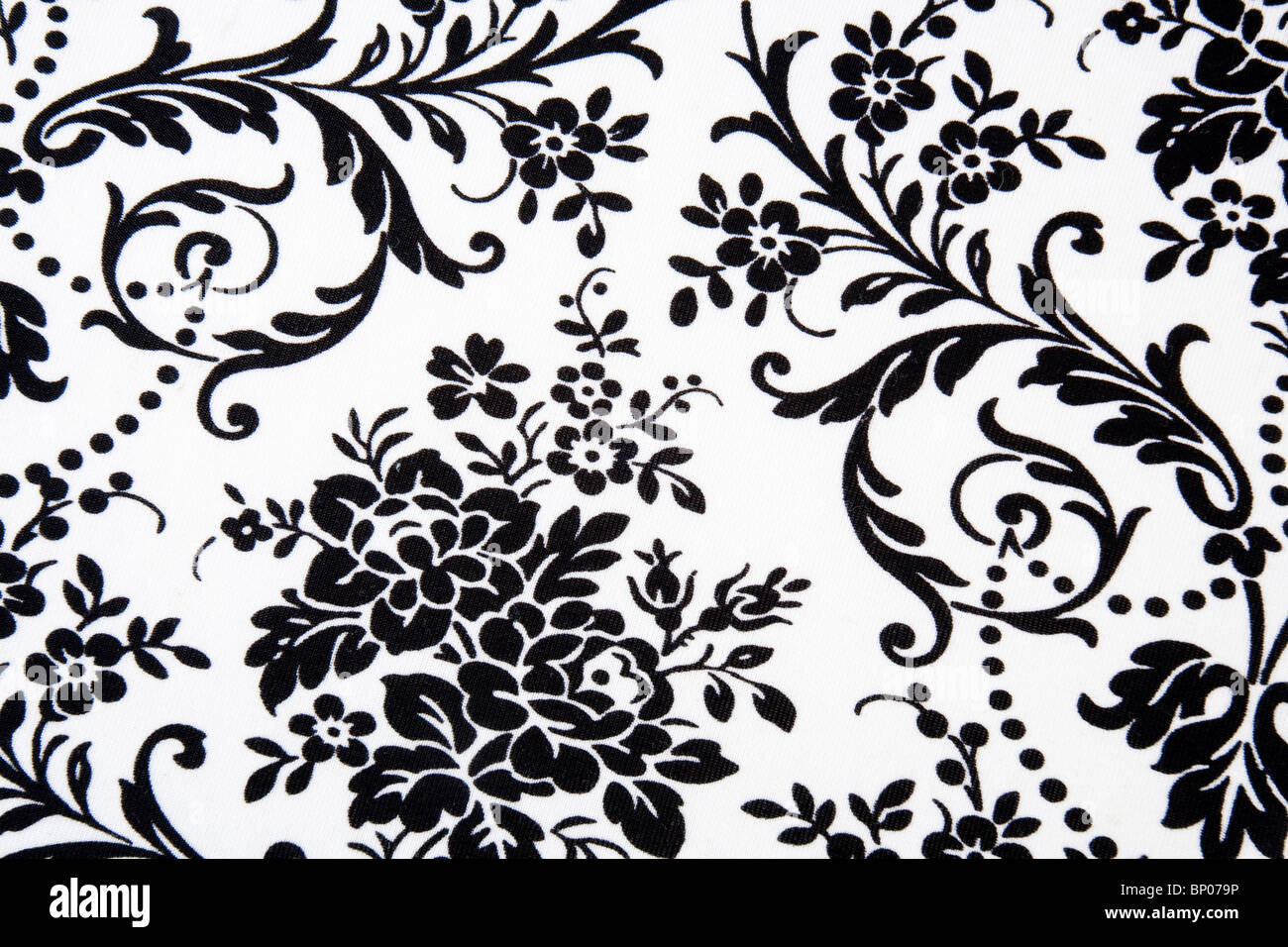 Blanco y negro patrón floral perfecta Foto de stock