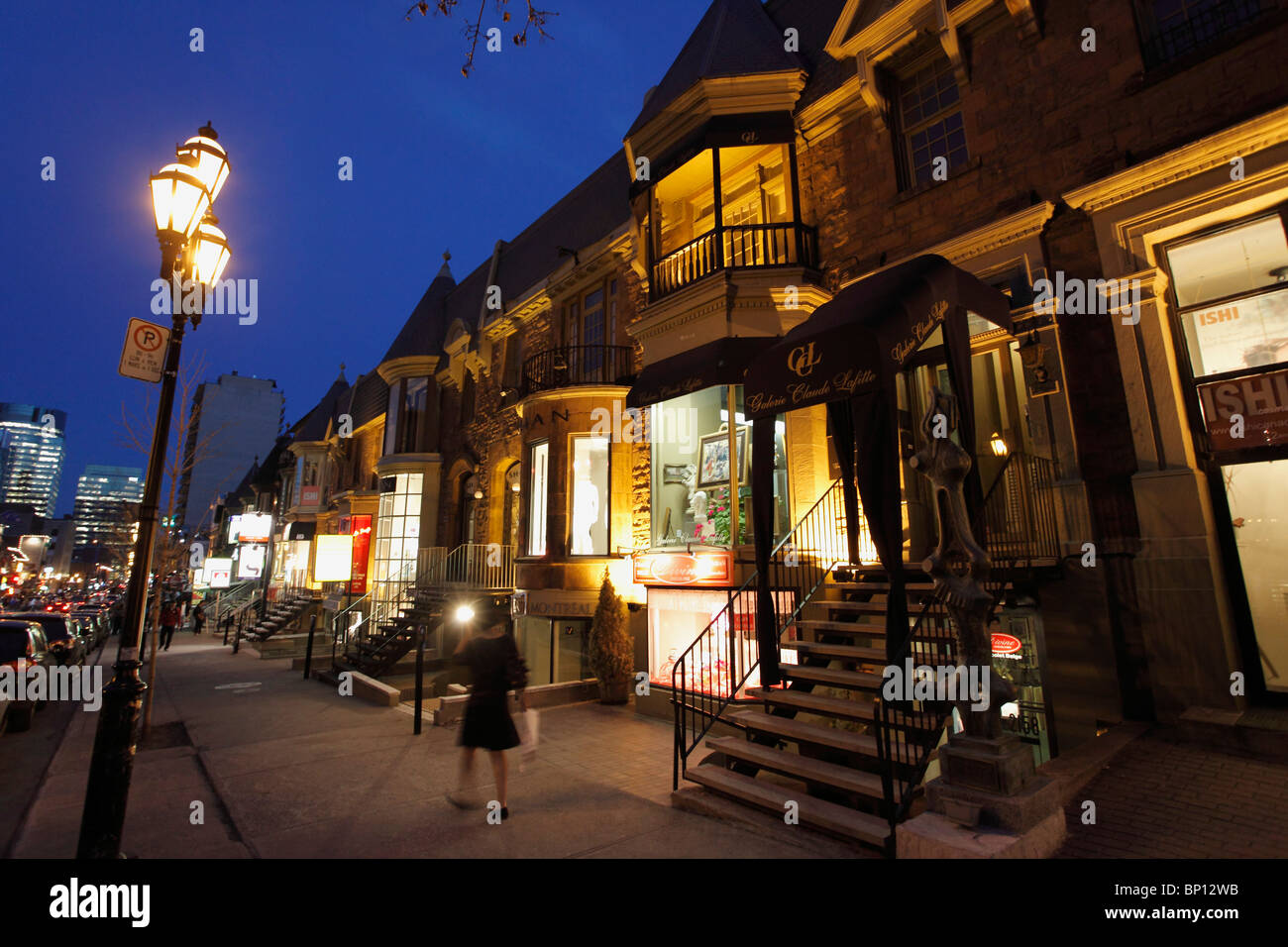 Canadá, Quebec, Montreal, las boutiques de la calle Crescent Foto de stock