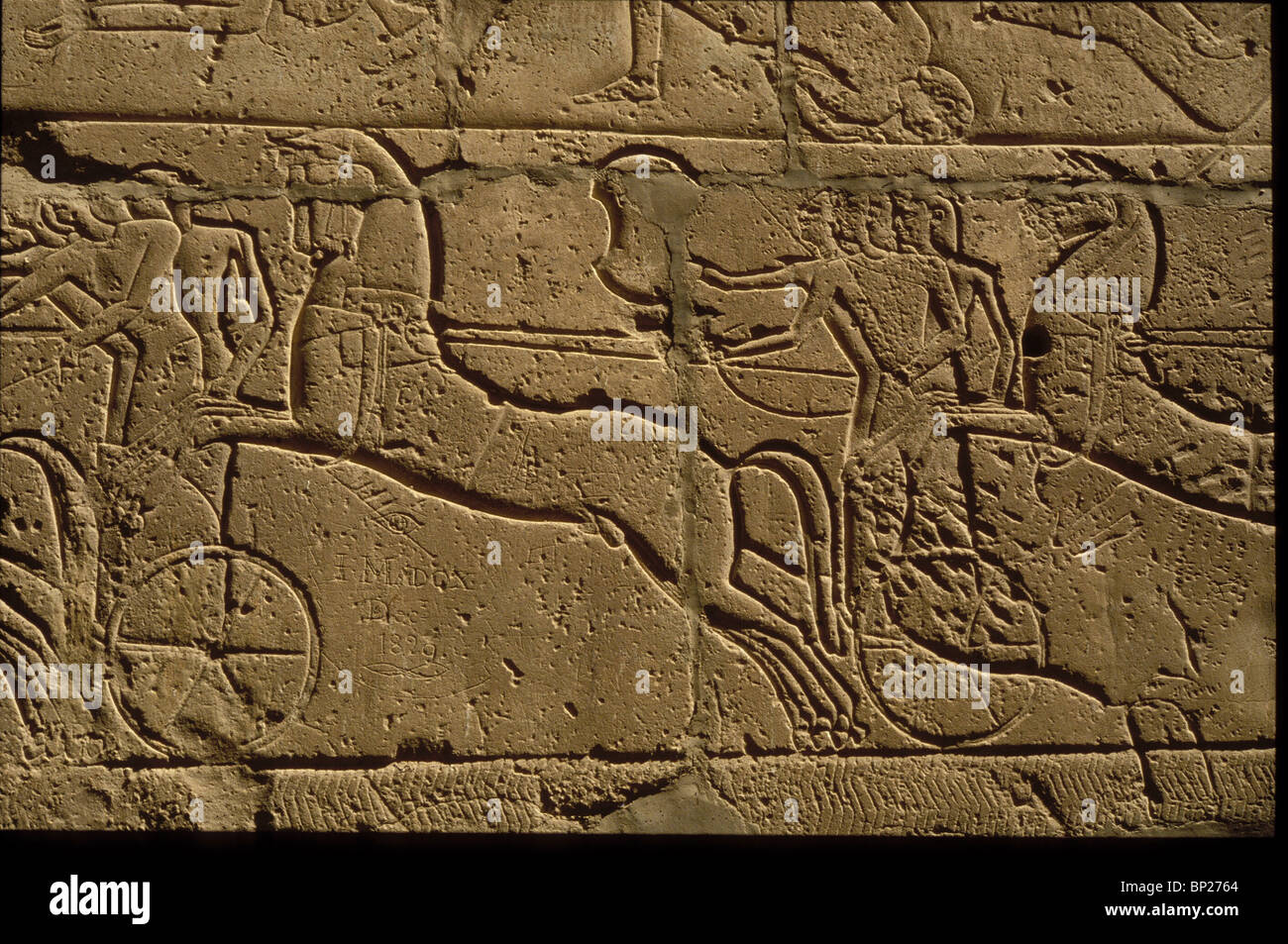 1489. Carro de guerra egipcio, Ramsés II. Pared tallada de ABIDOS Foto de stock