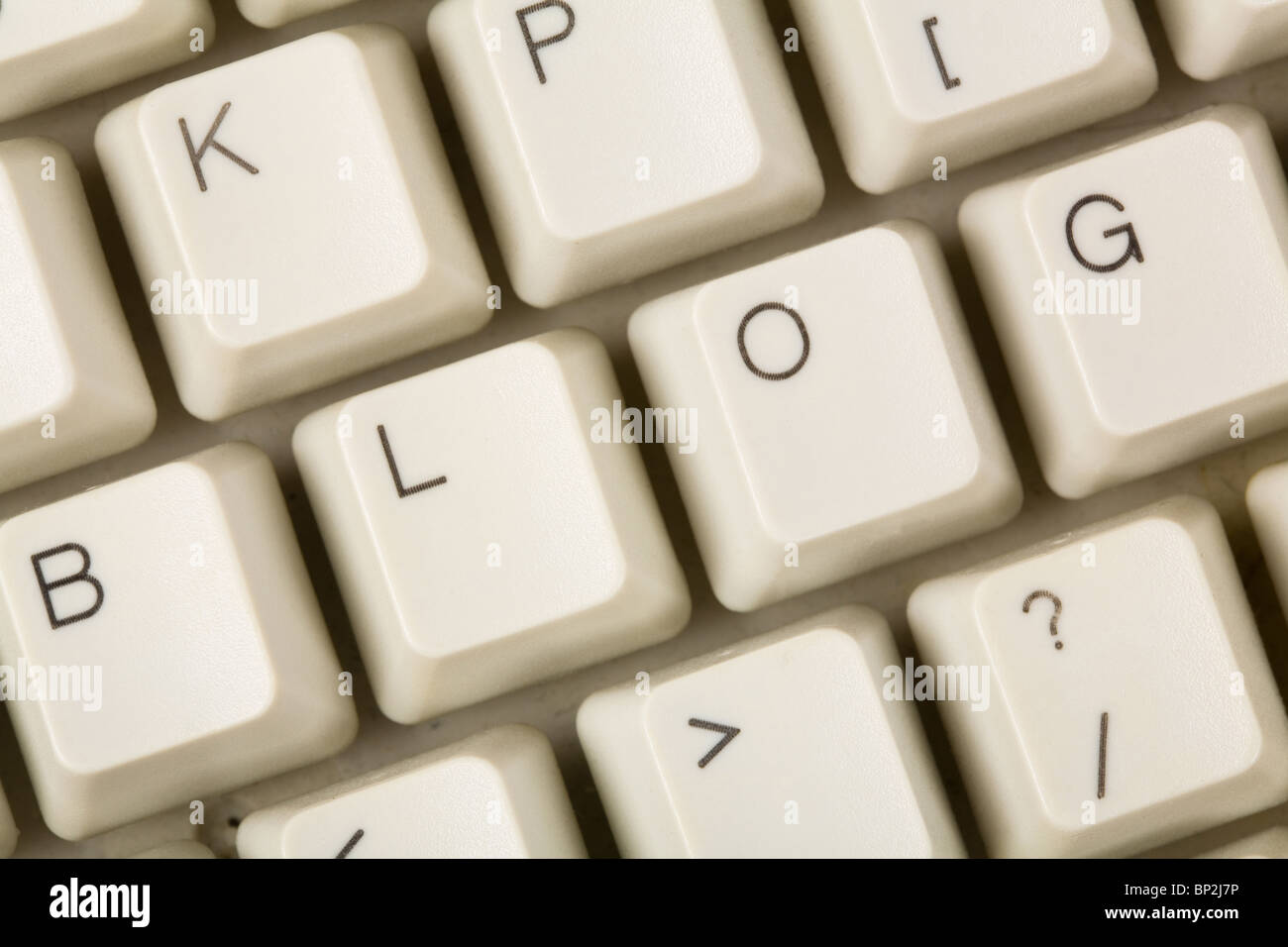 Blog y teclado de ordenador, internet diario concepto Foto de stock