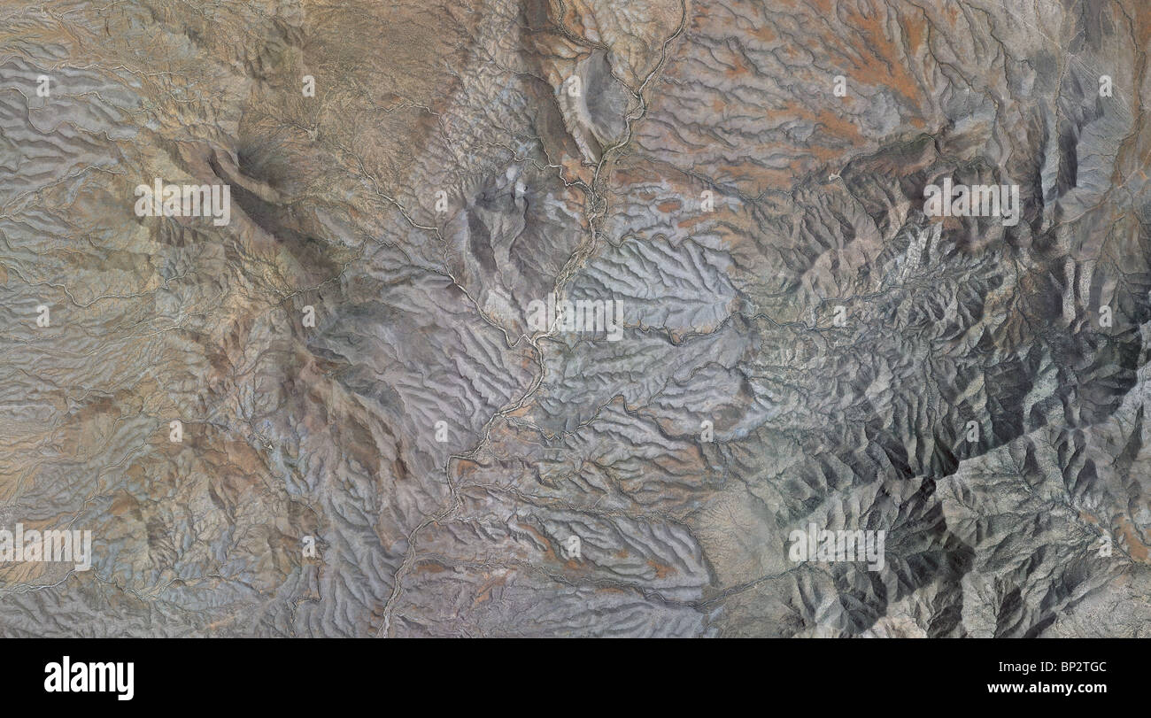 Mapa aéreo ver encima de la montaña de los valles de drenaje del Condado de Cochise Arizona Foto de stock
