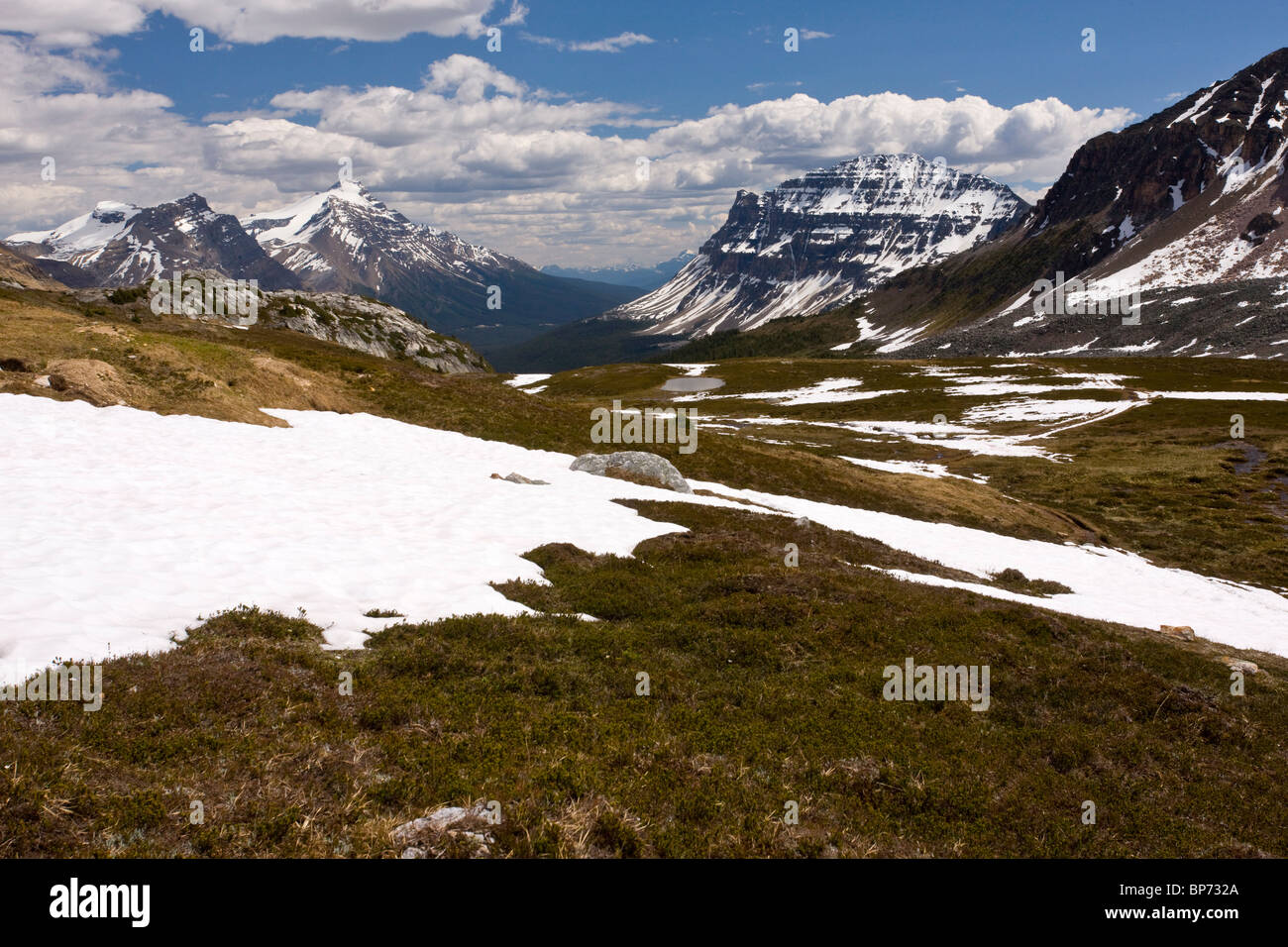 Alta debajo de la tundra Helen Lake, en el Parque Nacional de Banff y las Montañas Rocosas, Canadá Foto de stock