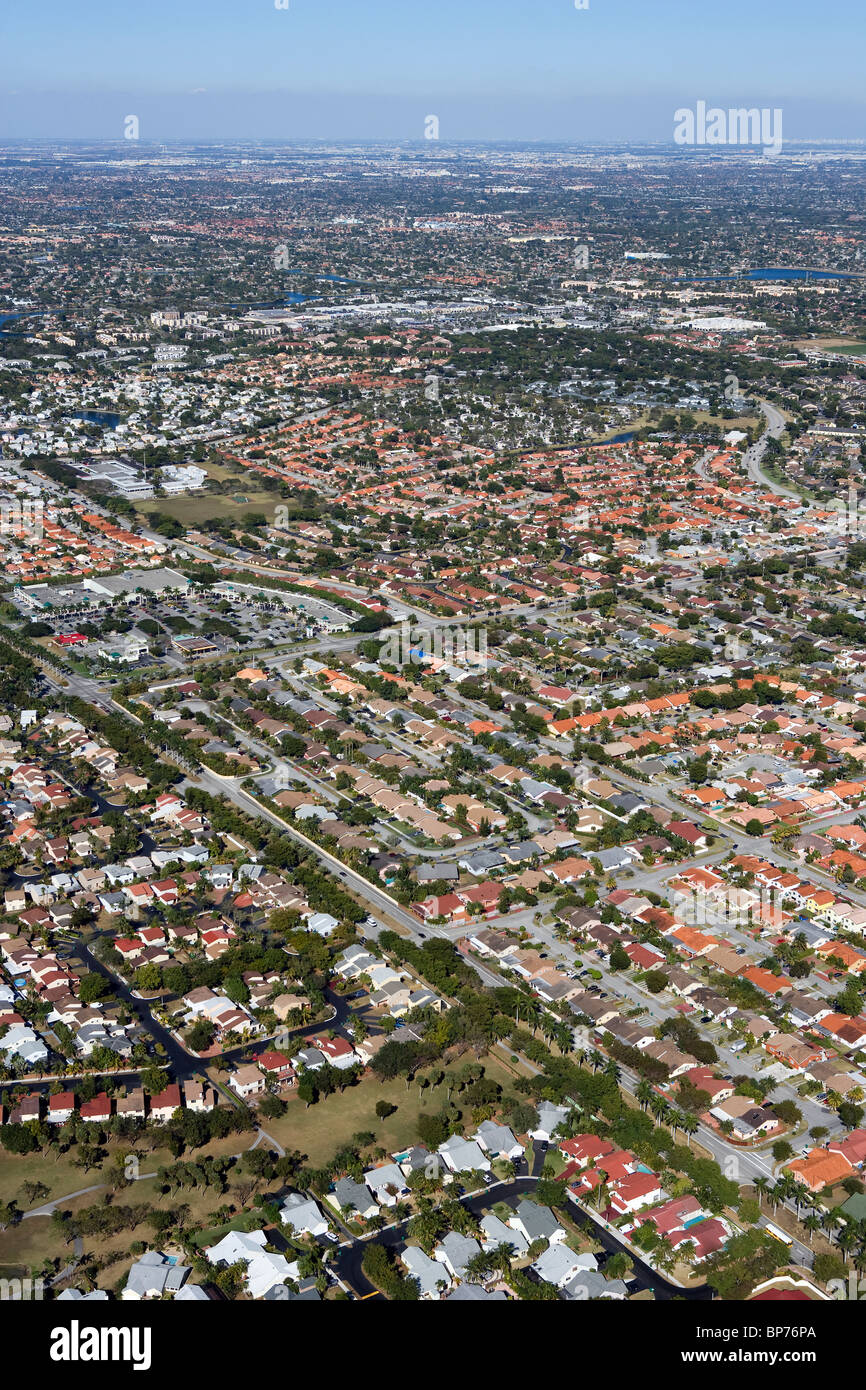 Vista aérea anteriormente subdivisión residencial de Miami, Florida Foto de stock