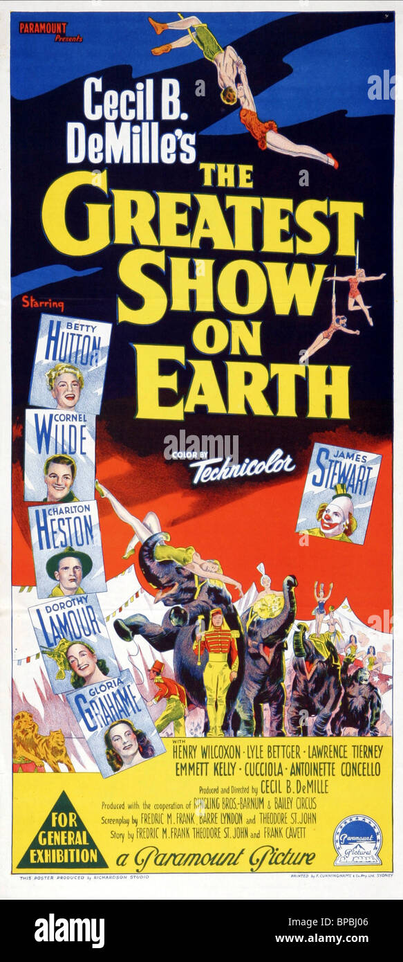 Póster de película el mayor espectáculo de la tierra (1952) Foto de stock
