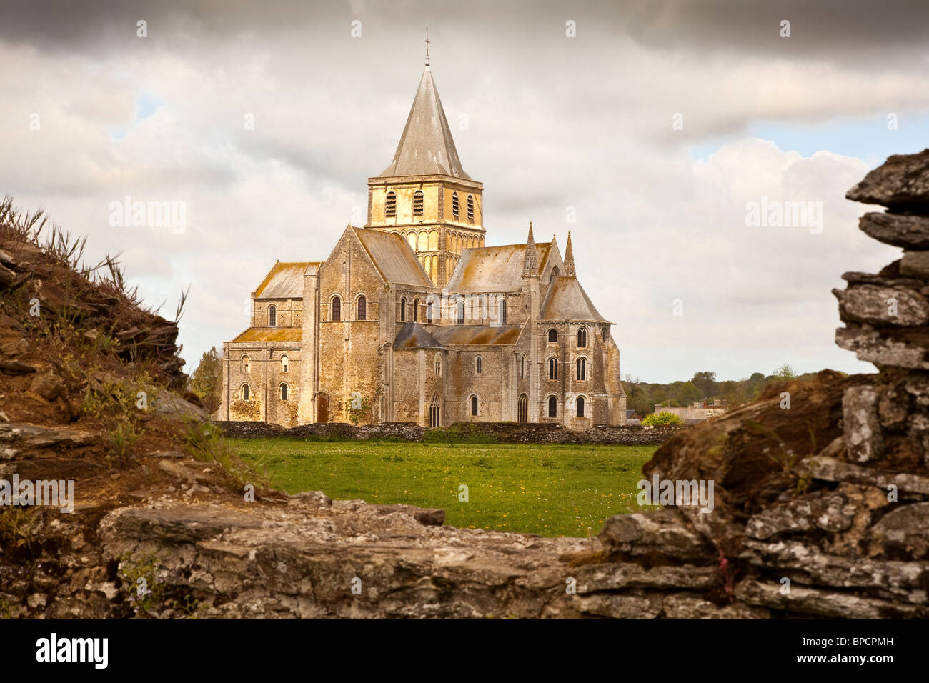 Cerisy-la-Forêt Abbey, Normandía, Francia. Foto de stock