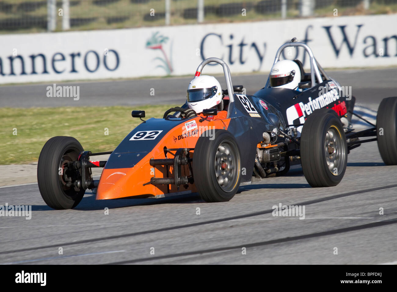 Fórmula Vee racing en una carrera de coches de Australia Reunión. Foto de stock