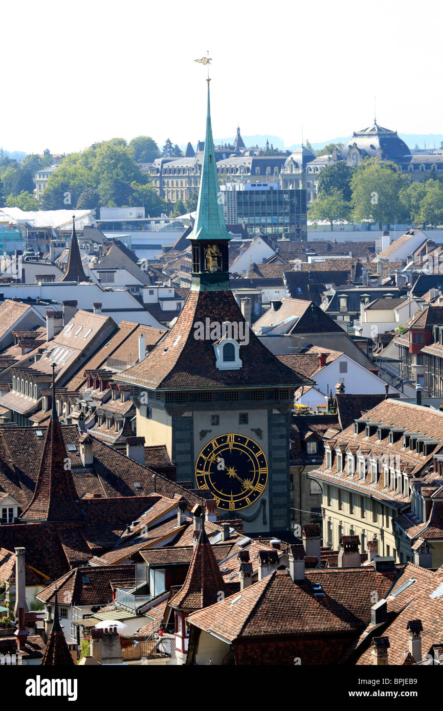 Vista aérea de la Zytglogge Torre del Reloj, Berna, Suiza Foto de stock