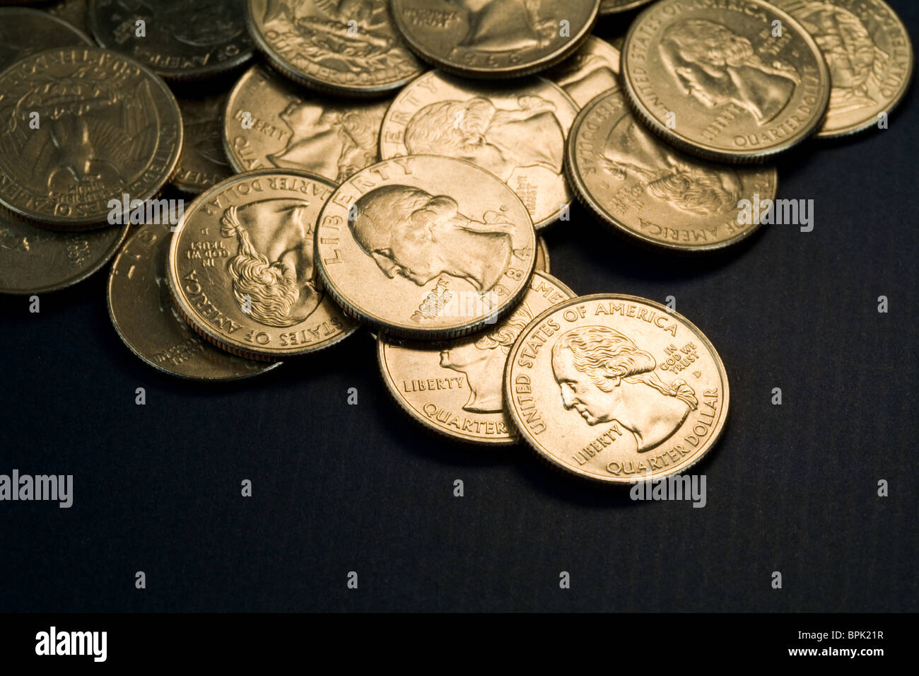 Las monedas de US close up shot Foto de stock