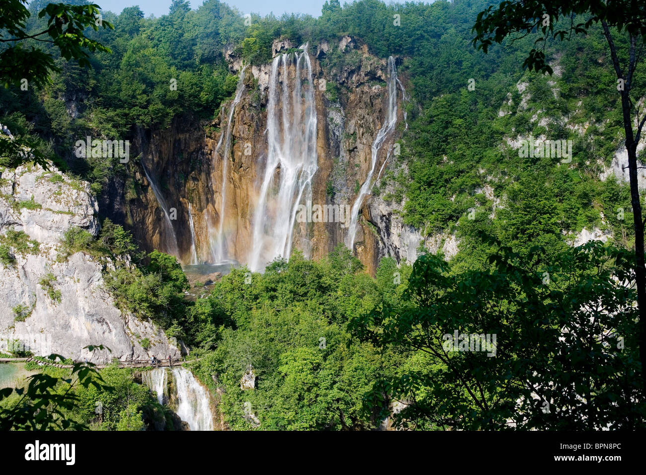 Cascadas en el Parque Nacional de Plitvice Croacia Foto de stock