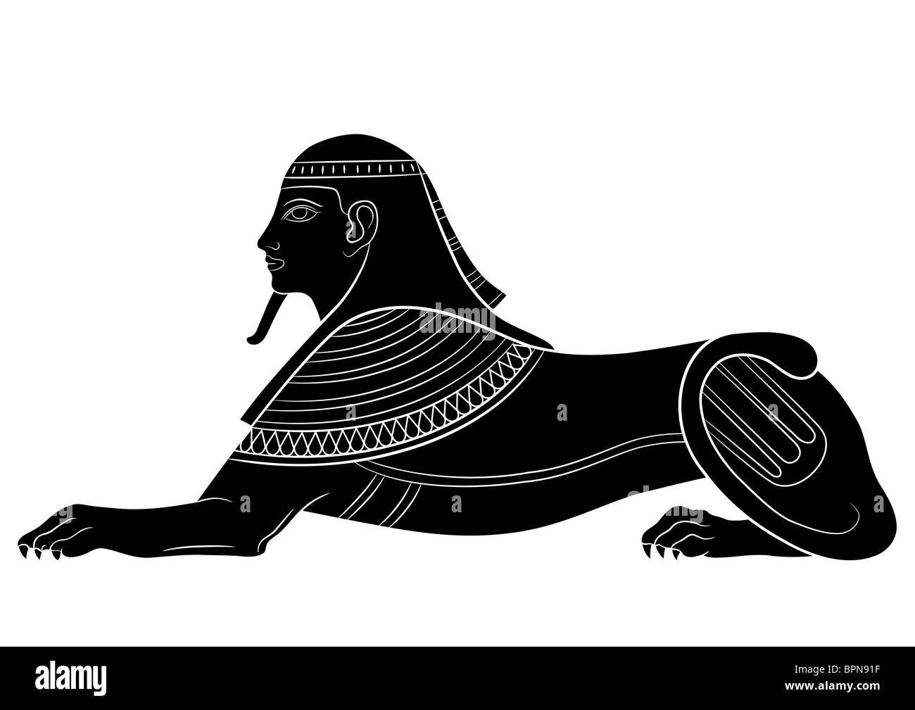 Sphinx - ilustraciones de las criaturas míticas del antiguo Egipto Foto de stock