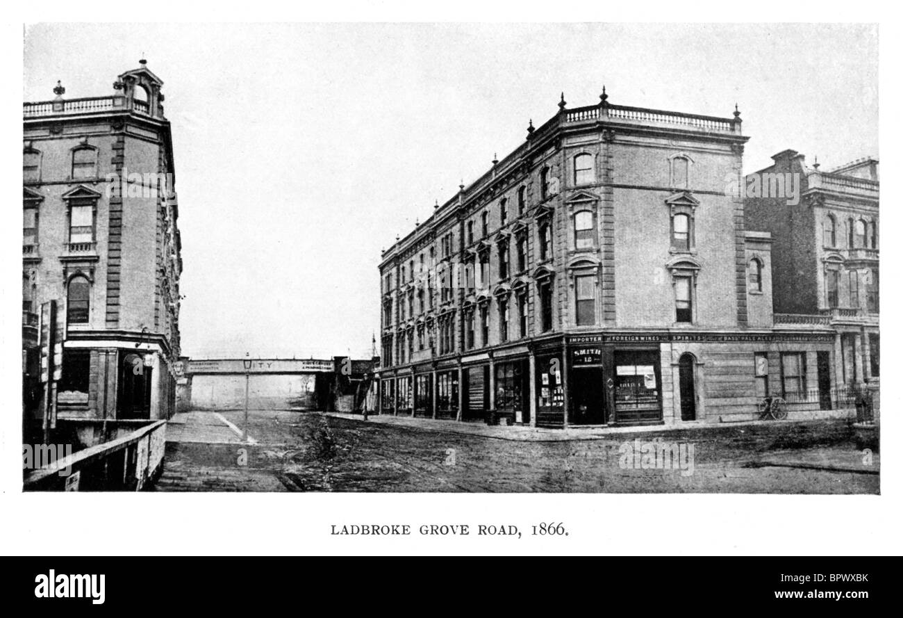 Ladbroke Grove, 1860 Fotografía de la carretera en el recientemente desarrollado suburbio del oeste de Londres Foto de stock
