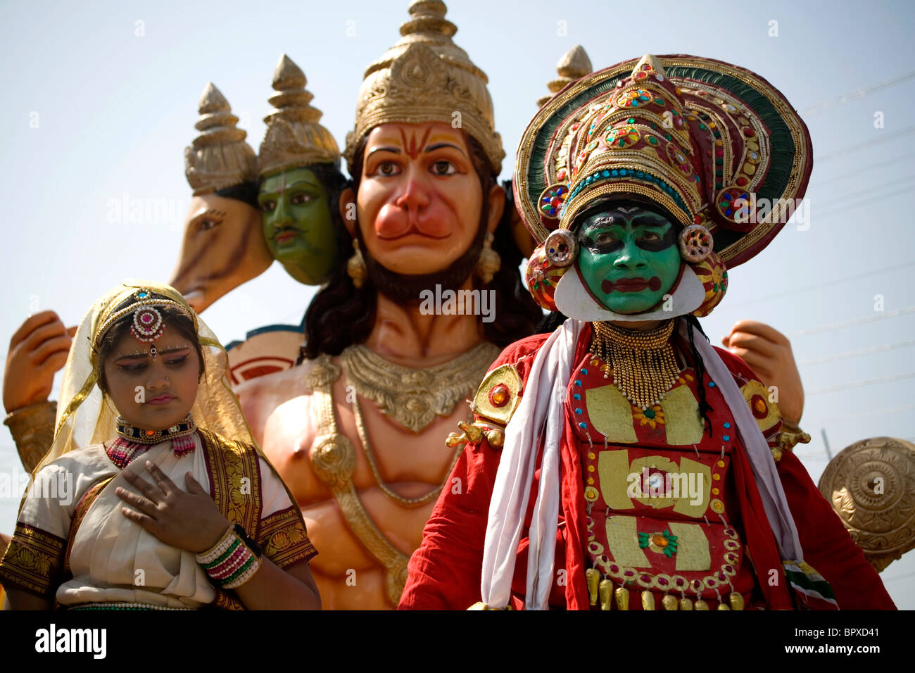 Dios hindú Hanuman o dioses mono en el Kumbh Mela festival Haridwar, Uttarakhand, India 2010. Foto de stock