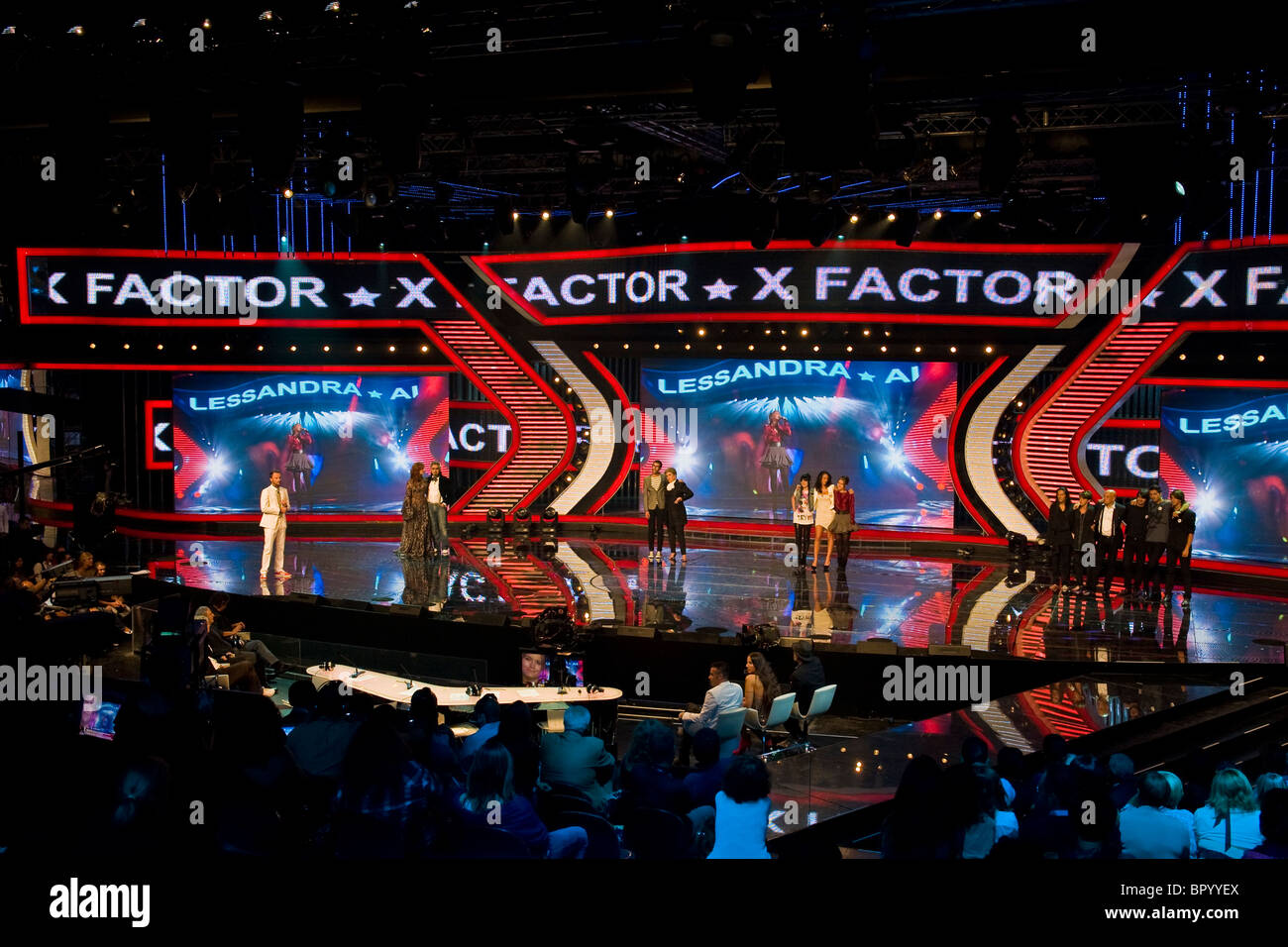 Estudio de TV, X-Factor, Milan, Italia. Foto de stock