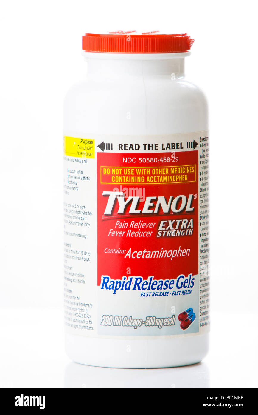 Tylenol Extra Strength, geles de liberación rápida Foto de stock