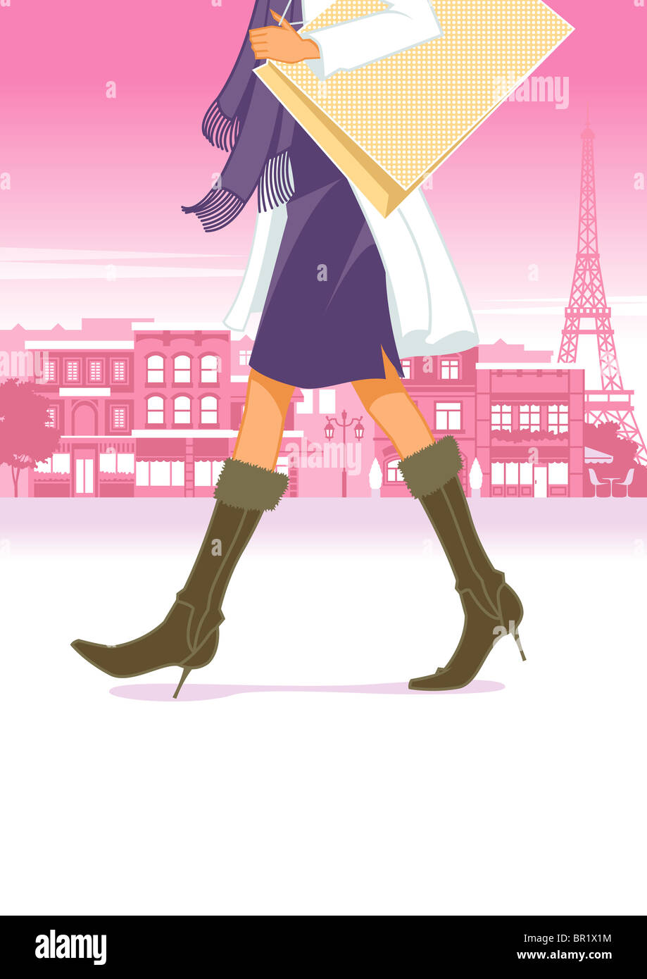 Mujer con botas caminando por las calles de París Fotografía de stock -  Alamy