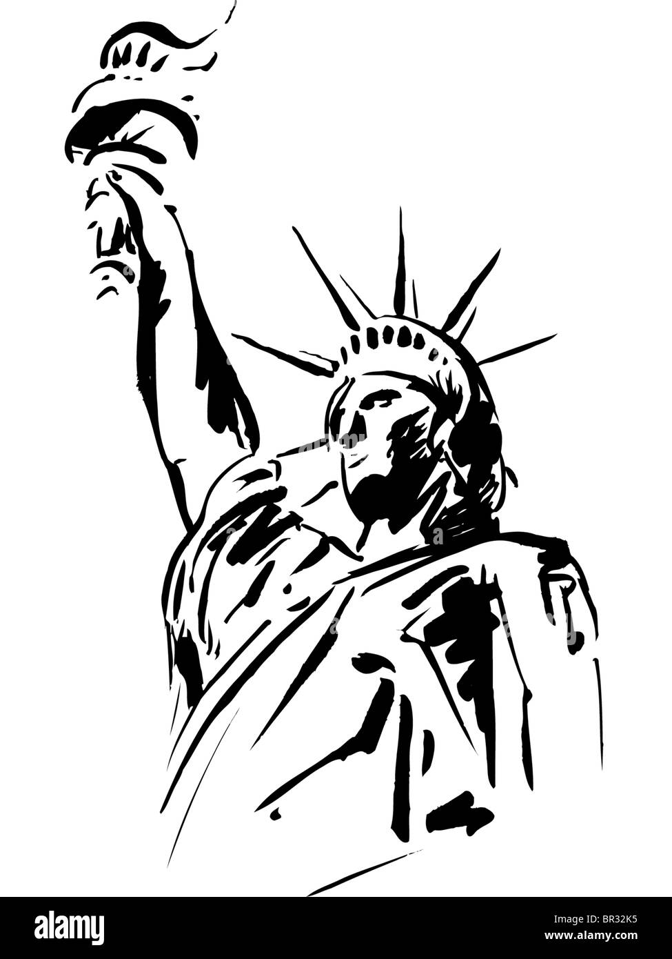 Un dibujo en blanco y negro de la Estatua de la Libertad Fotografía de  stock - Alamy