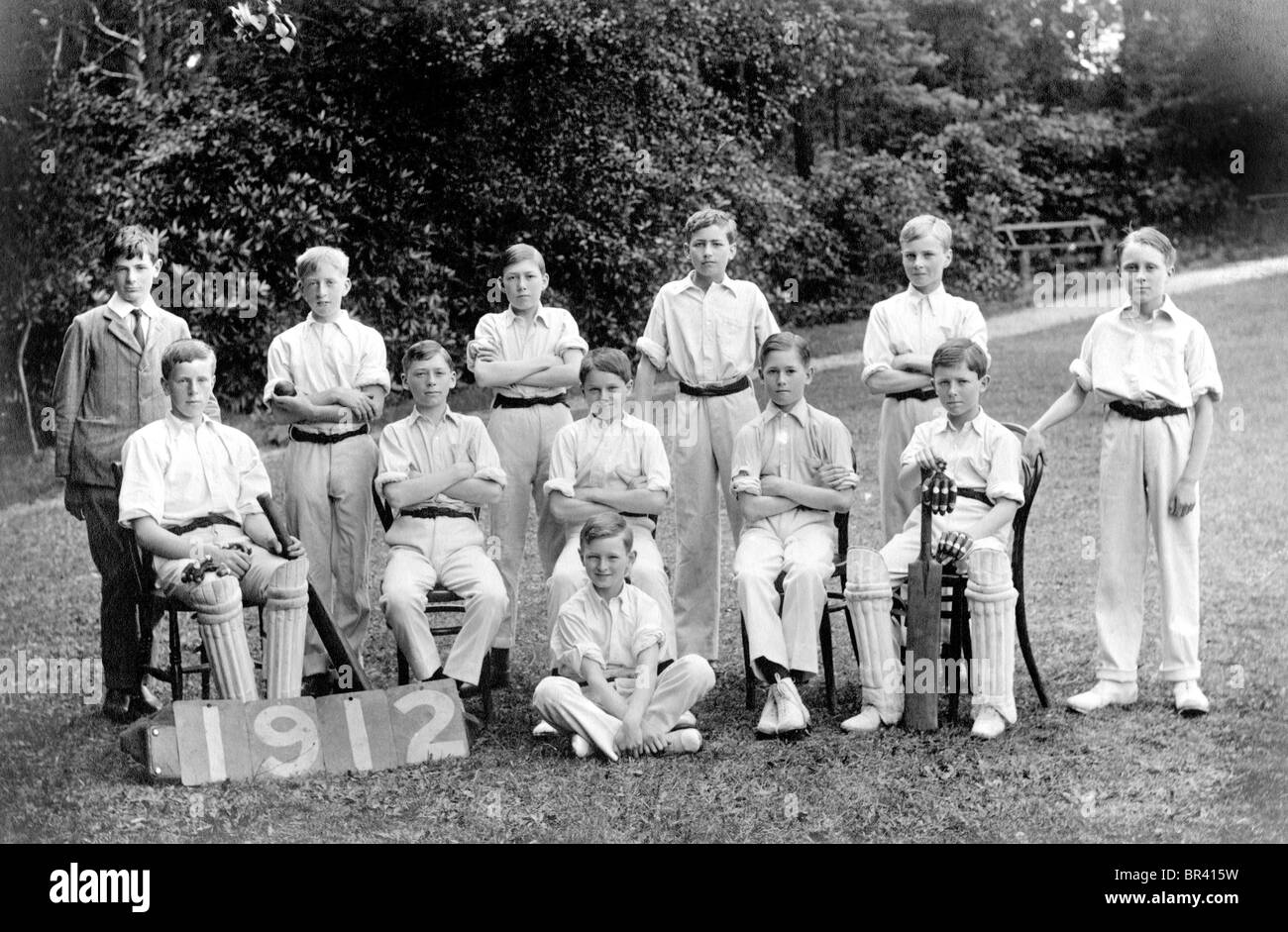 Imagen histórica, el equipo de críquet, ca. 1924 Foto de stock