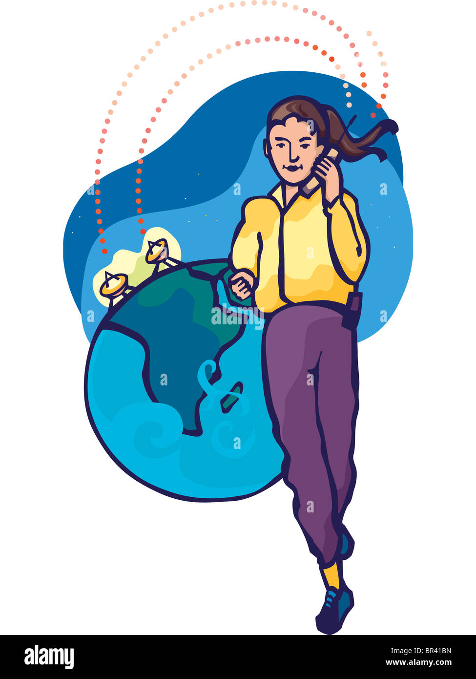 Una mujer en una llamada de larga distancia Fotografía de stock Alamy