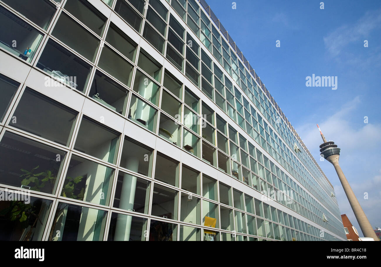 Media Hafen o zona Media Harbour en Düsseldorf, un área regenerada que  solía ser la zona de los muelles Fotografía de stock - Alamy