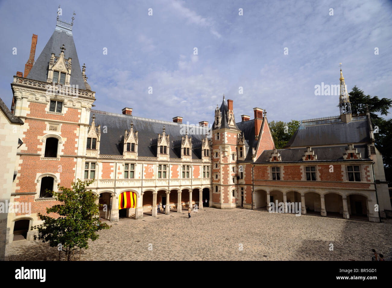 Francia, el valle del Loira, el castillo de Blois, Patio Foto de stock