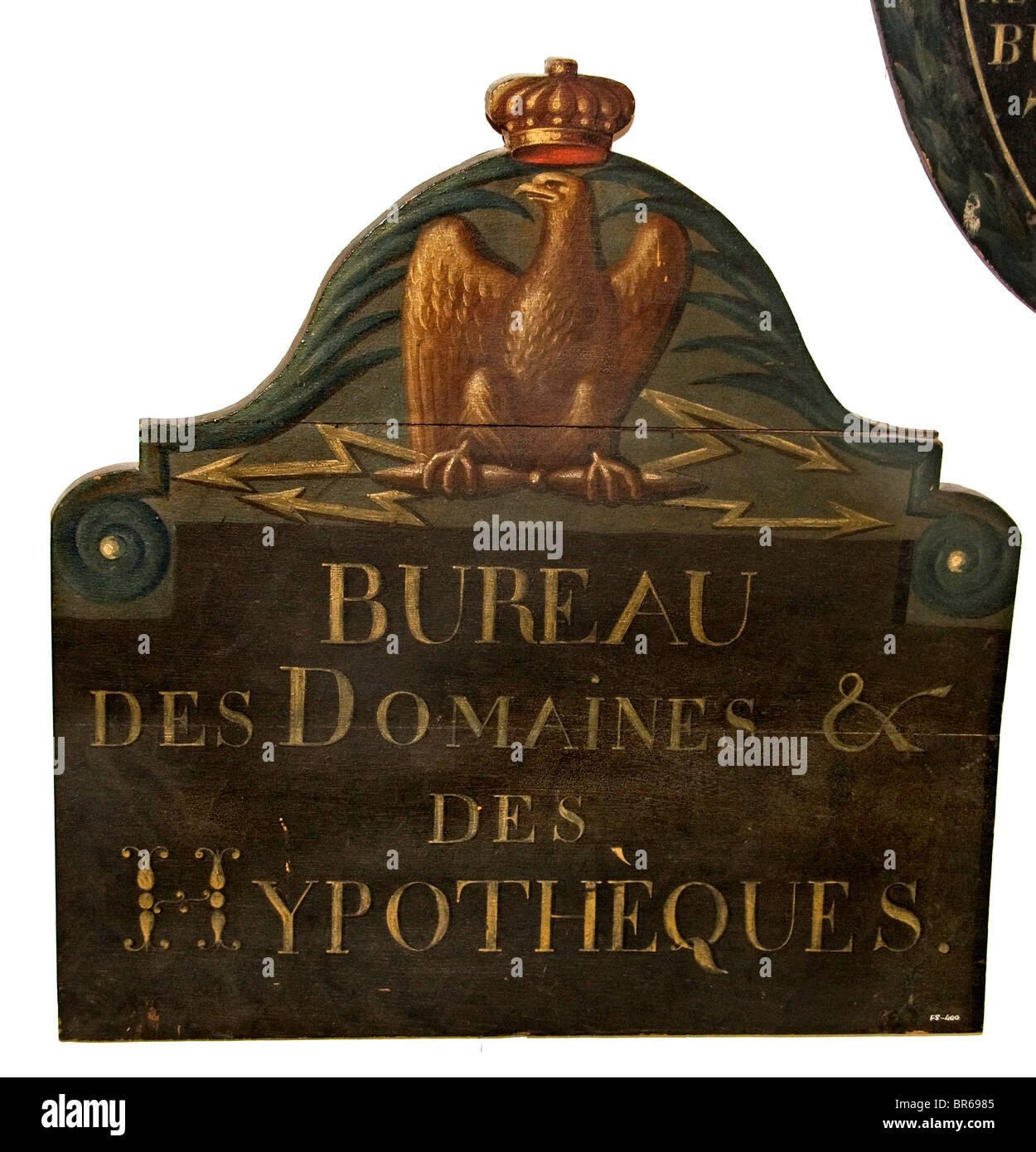 Países Bajos Friesland Imperio Francés 1798 - 1815 sign Bureau des Domaines des Hypotheques oficina de hipotecas Foto de stock