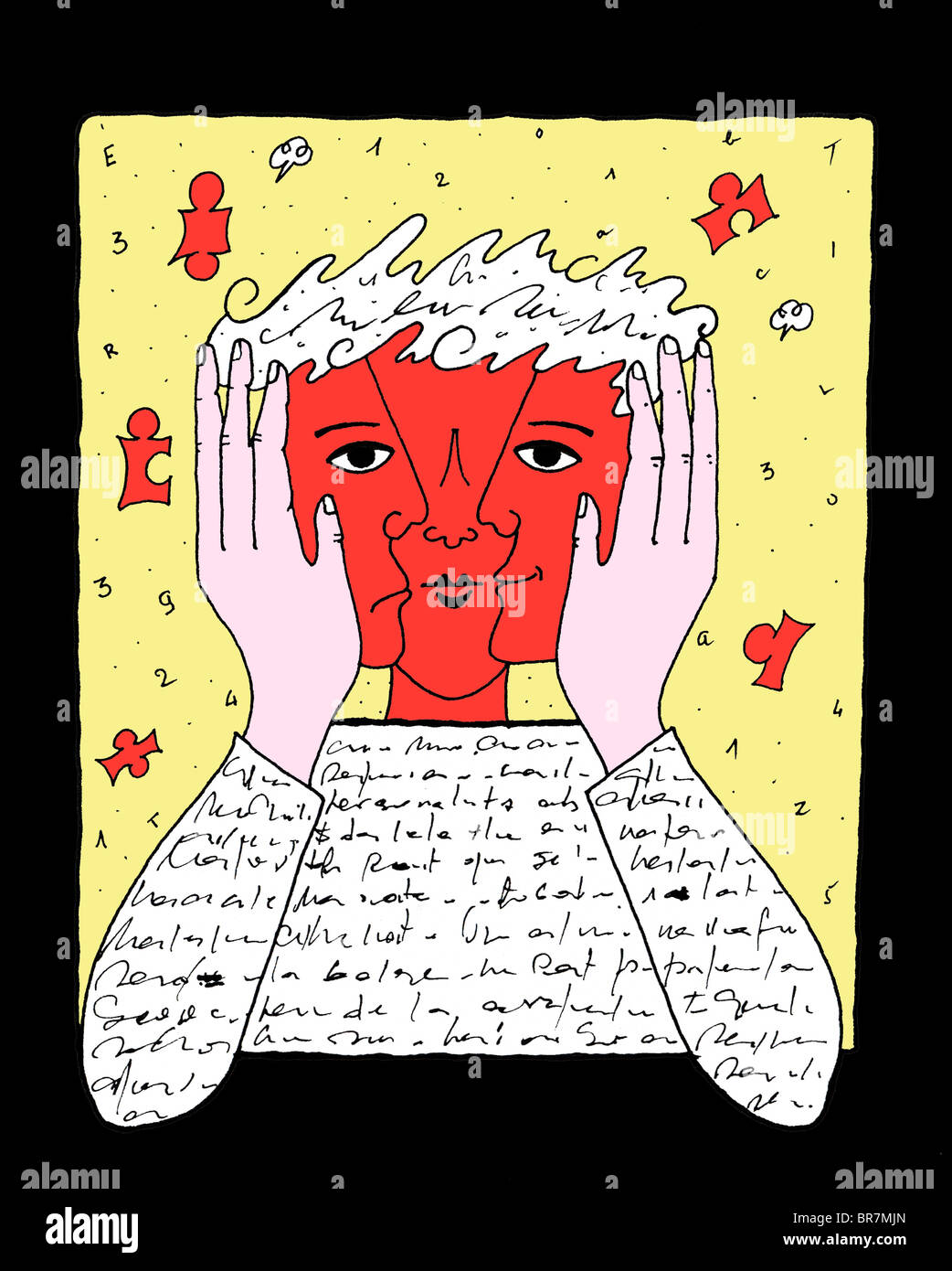 Un dibujo de un hombre en la confusión Fotografía de stock - Alamy