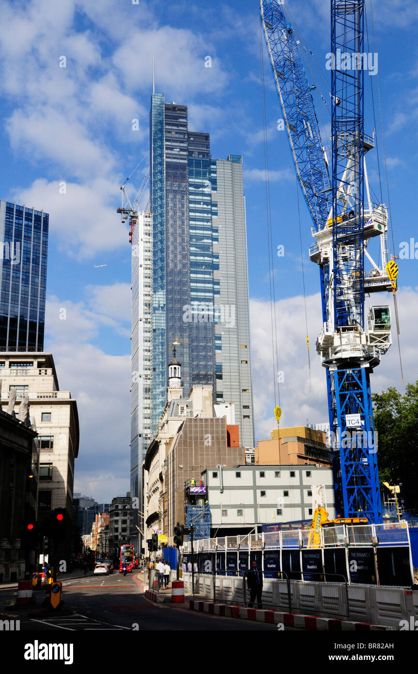 El London Pinnacle y Heron Tower sitios de construcción, Bishopsgate, Londres, Inglaterra, Reino Unido. Foto de stock