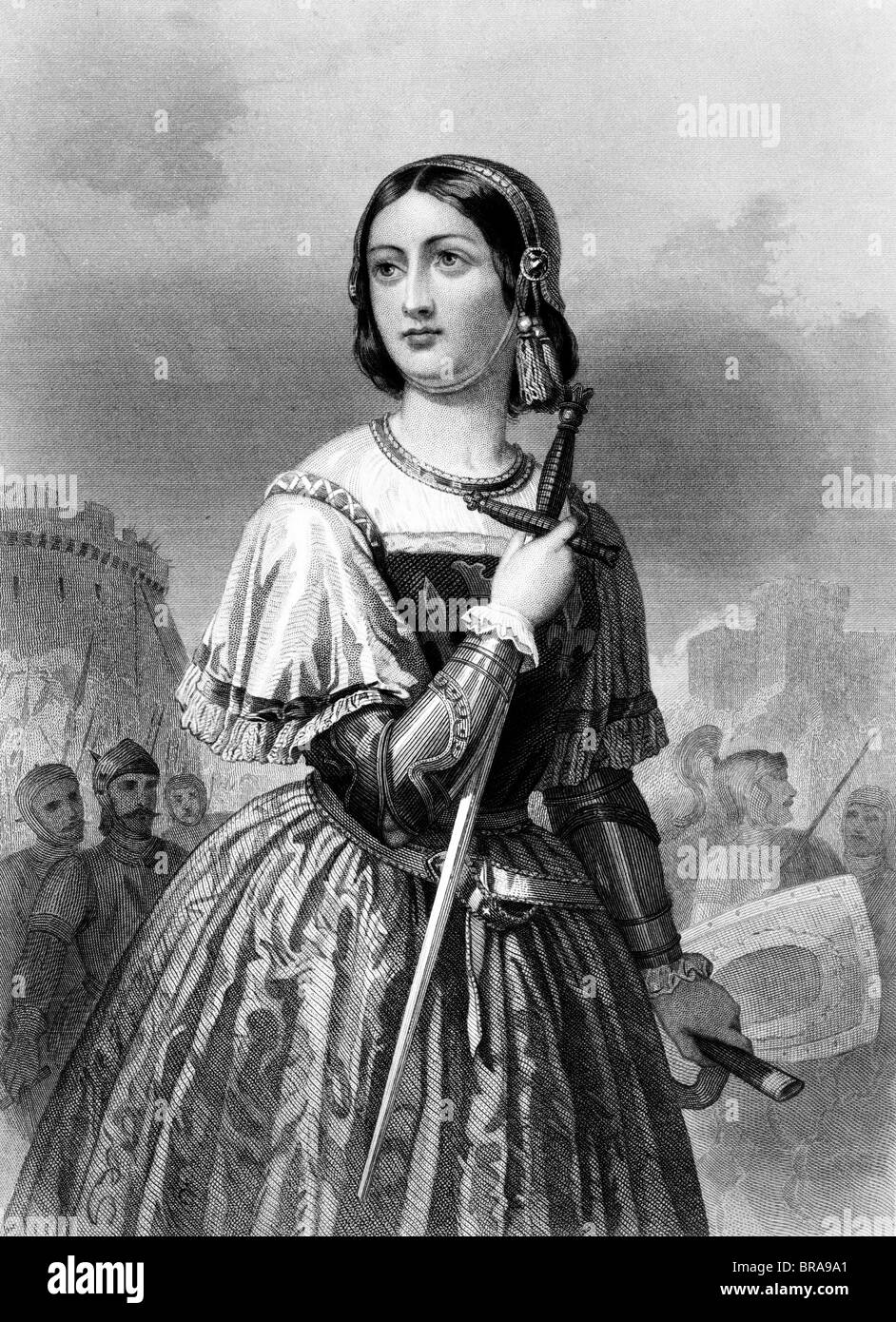 1400s 1430 s JUANA DE ARCO la doncella de ORLEANS LÍDER MILITAR heroína sosteniendo espada 1400s 1430 s JUANA DE ARCO la doncella de ORLEANS LÍDER MILITAR heroína sosteniendo espada