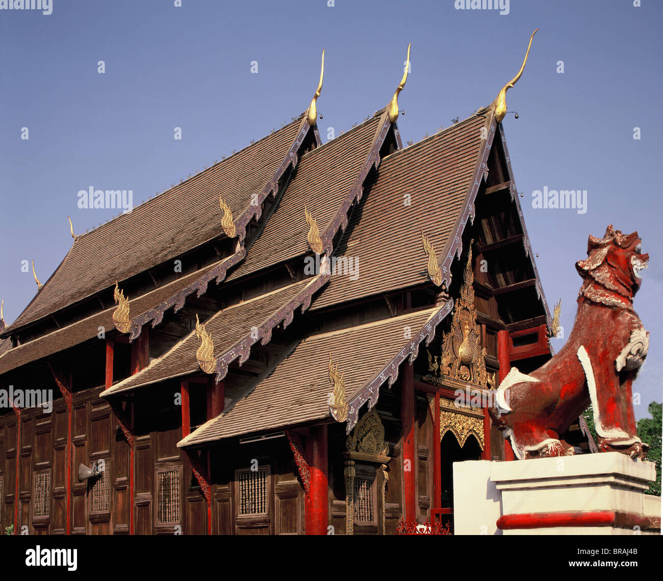 Wat Pantao, un ejemplo clásico de la arquitectura Lanna, Chiang Mai, Tailandia, en el sudeste de Asia, Asia Foto de stock