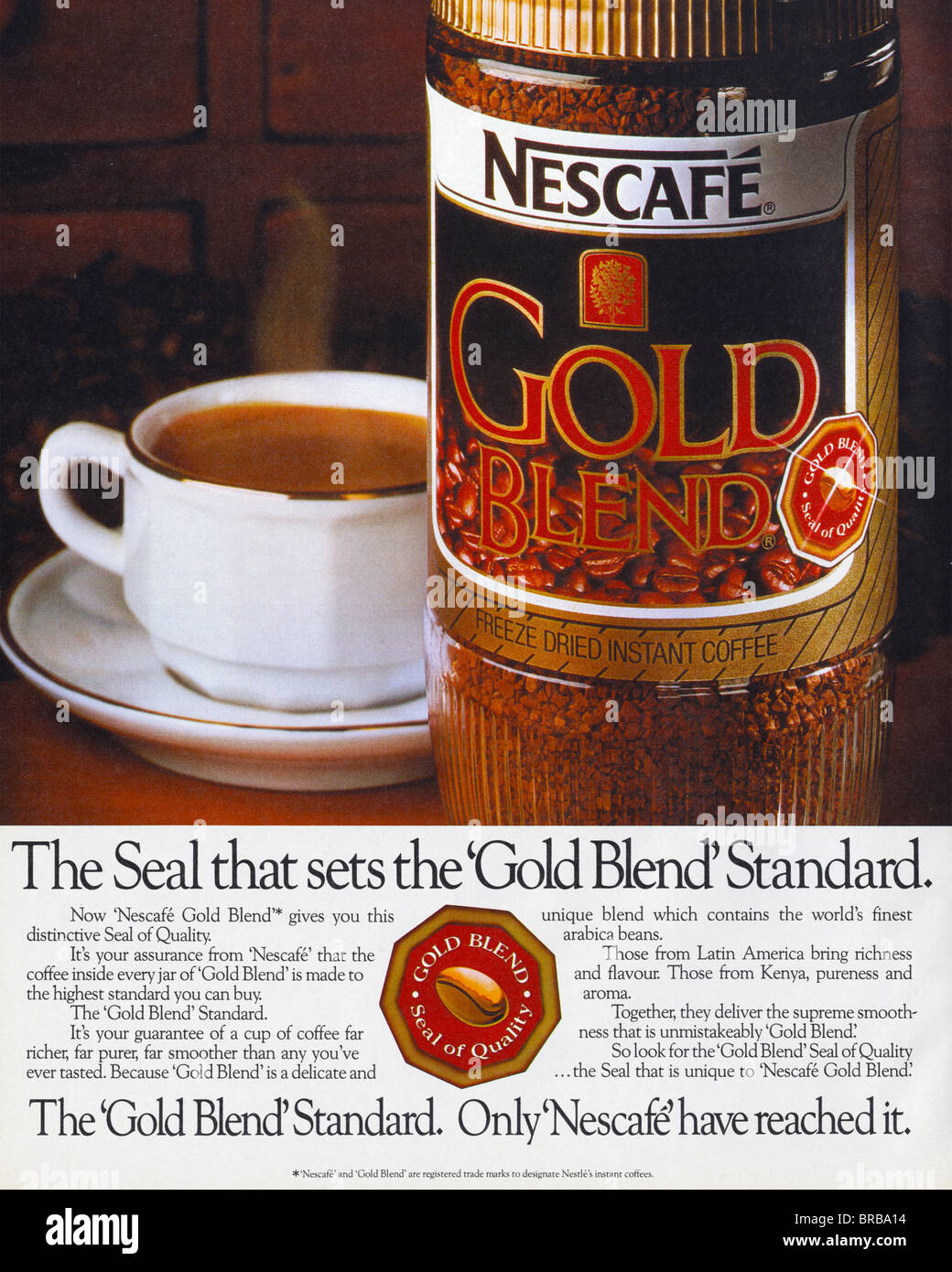 Revista de color anuncio de Gold Blend instantáneo, 1986 Fotografía de stock - Alamy