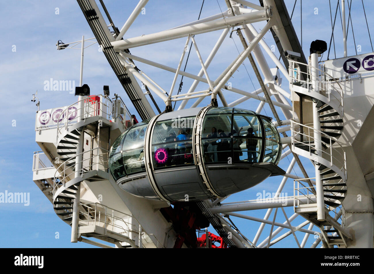 Cerca de una cápsula de Observación London Eye, Londres, Inglaterra, Reino Unido. Foto de stock