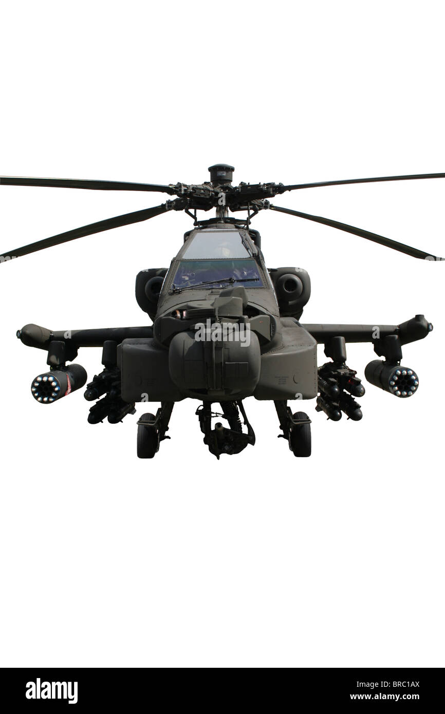 Completamente armado Ejército de helicópteros de ataque Apache AH-64 aislado en blanco Foto de stock