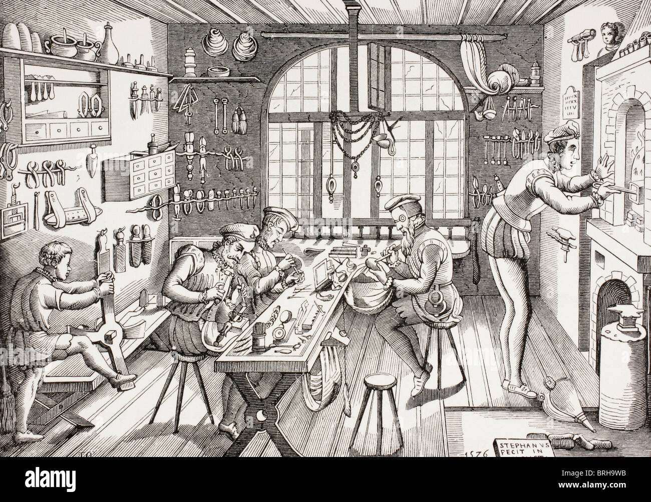 Étienne Delaune, Francés Goldsmith, c. 1519-1583. Interior de su taller. Foto de stock