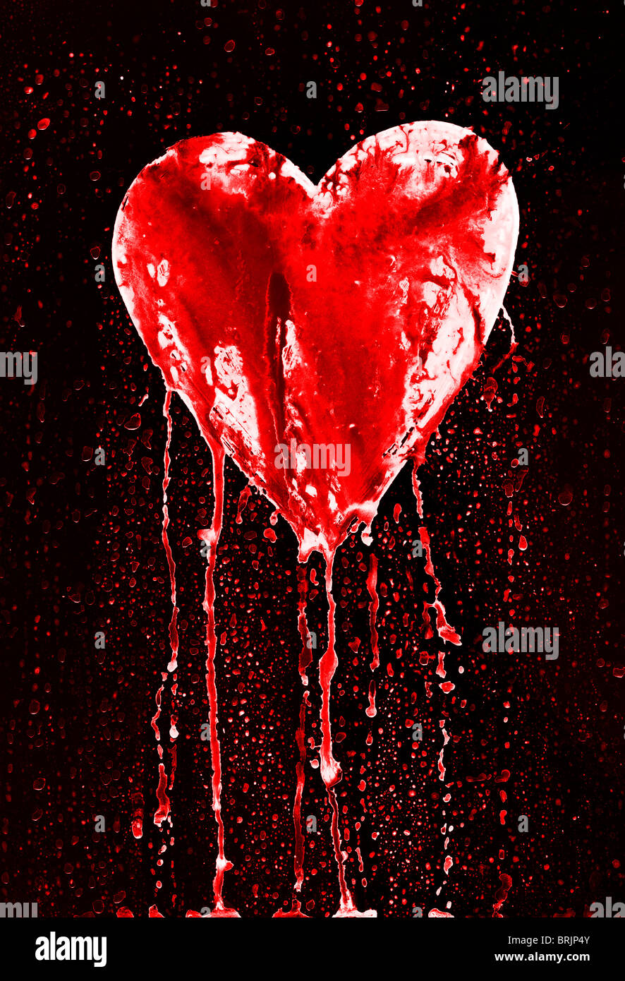Sangrado y el corazón roto, símbolo del amor - en estilo grunge Foto de stock