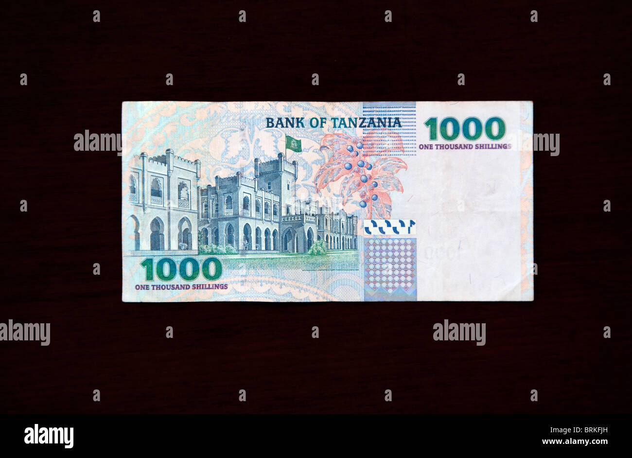 Zanzíbar, Tanzania. Billetes de Tanzania. 1000 chelines, espalda, mostrando la Legislatura Estatal, Dar es Salaam, serie 2003. Foto de stock