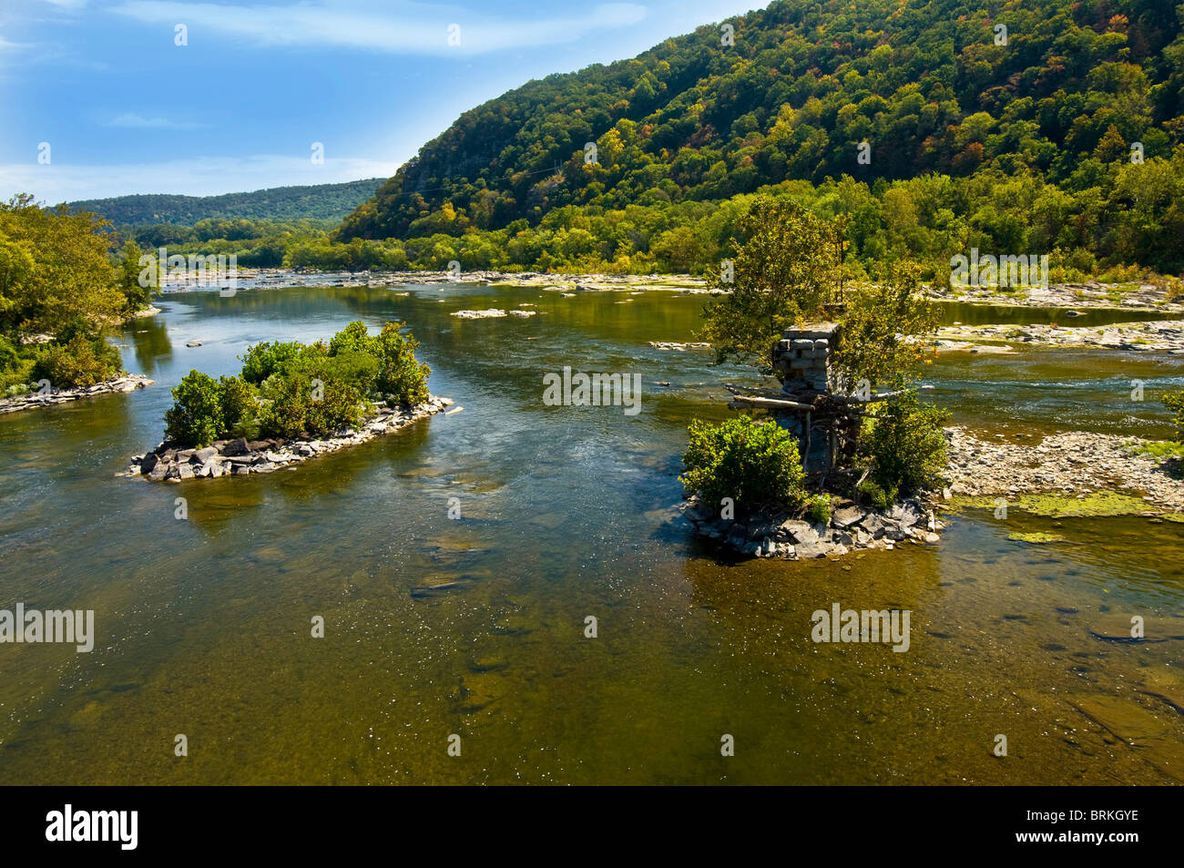 La confluencia de los ríos Potomac y Shenandoah de Harpers Ferry, Virginia Occidental Foto de stock