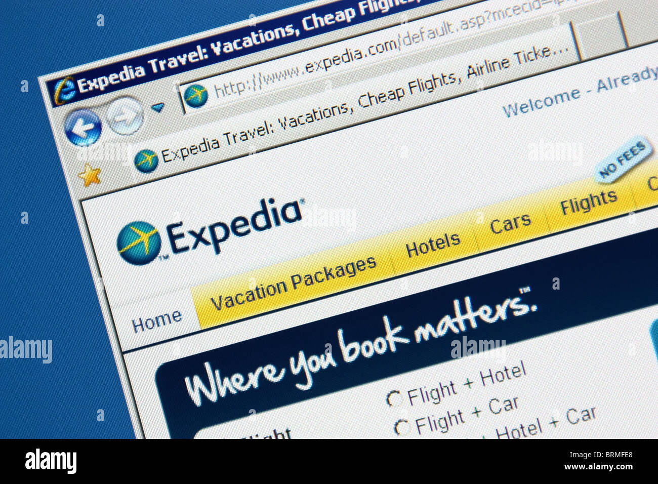 Reserva de viajes online Expedia Fotografía stock -